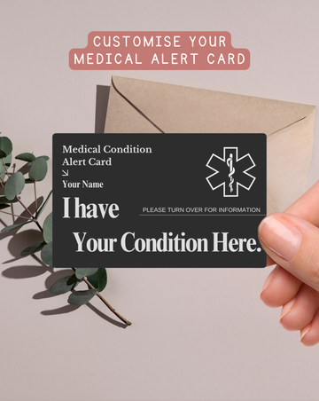 Custom Engraved Medical Alert Card - Black Aluminum