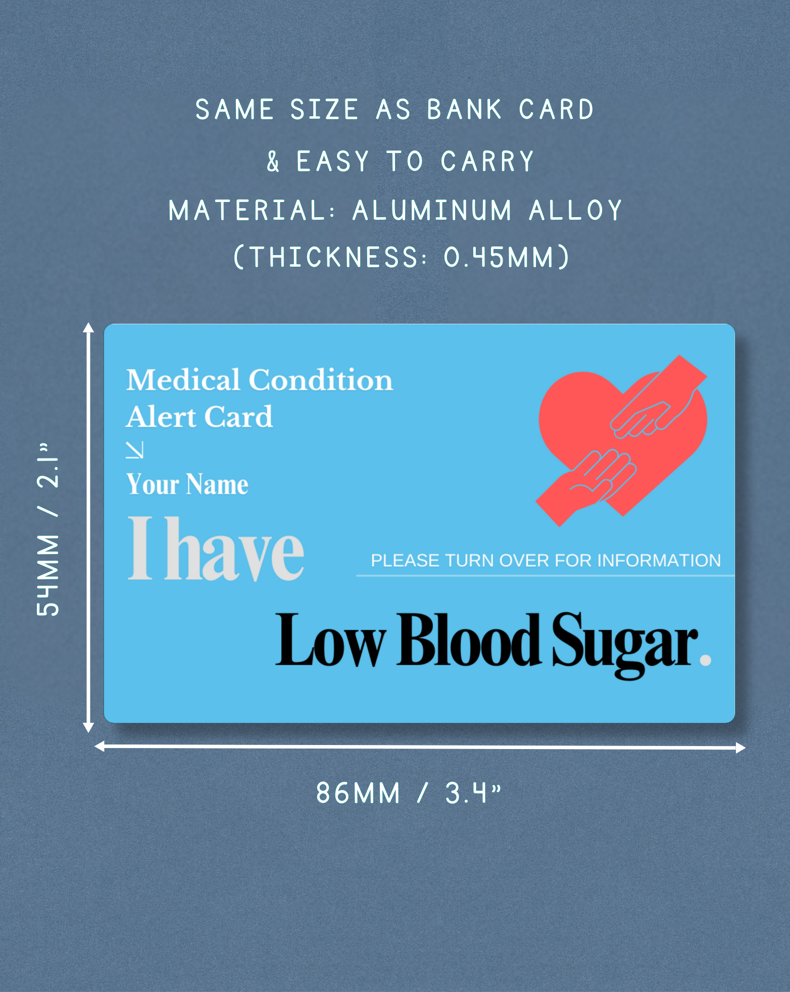 Low Blood Sugar Medical Alert Card