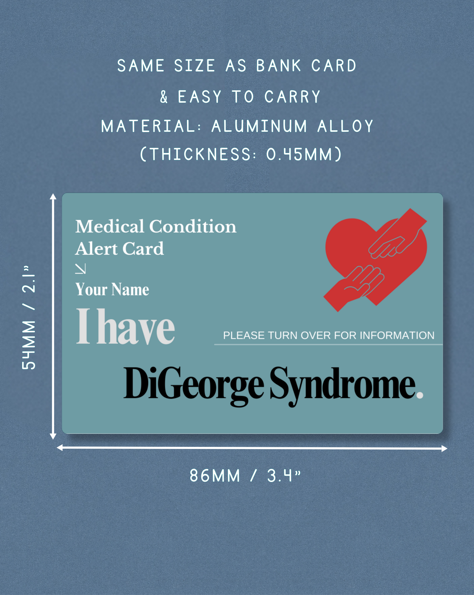 DiGeorge Syndrome Medical Alert Card