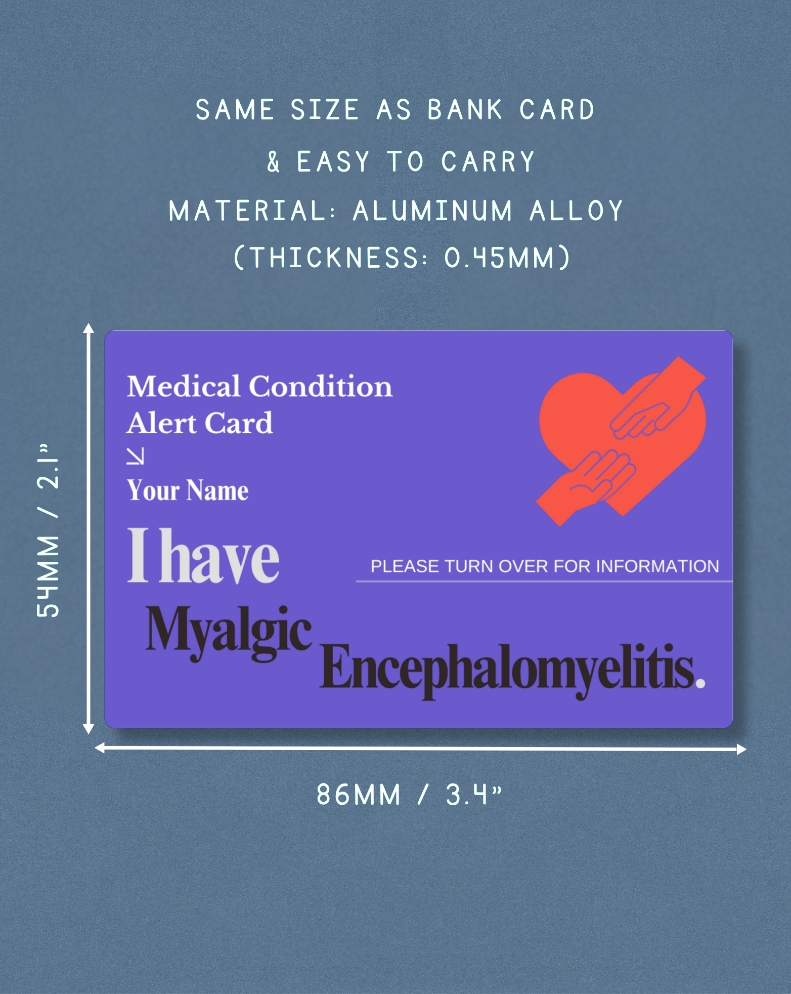 Myalgic Encephalomyelitis Medical Alert Card