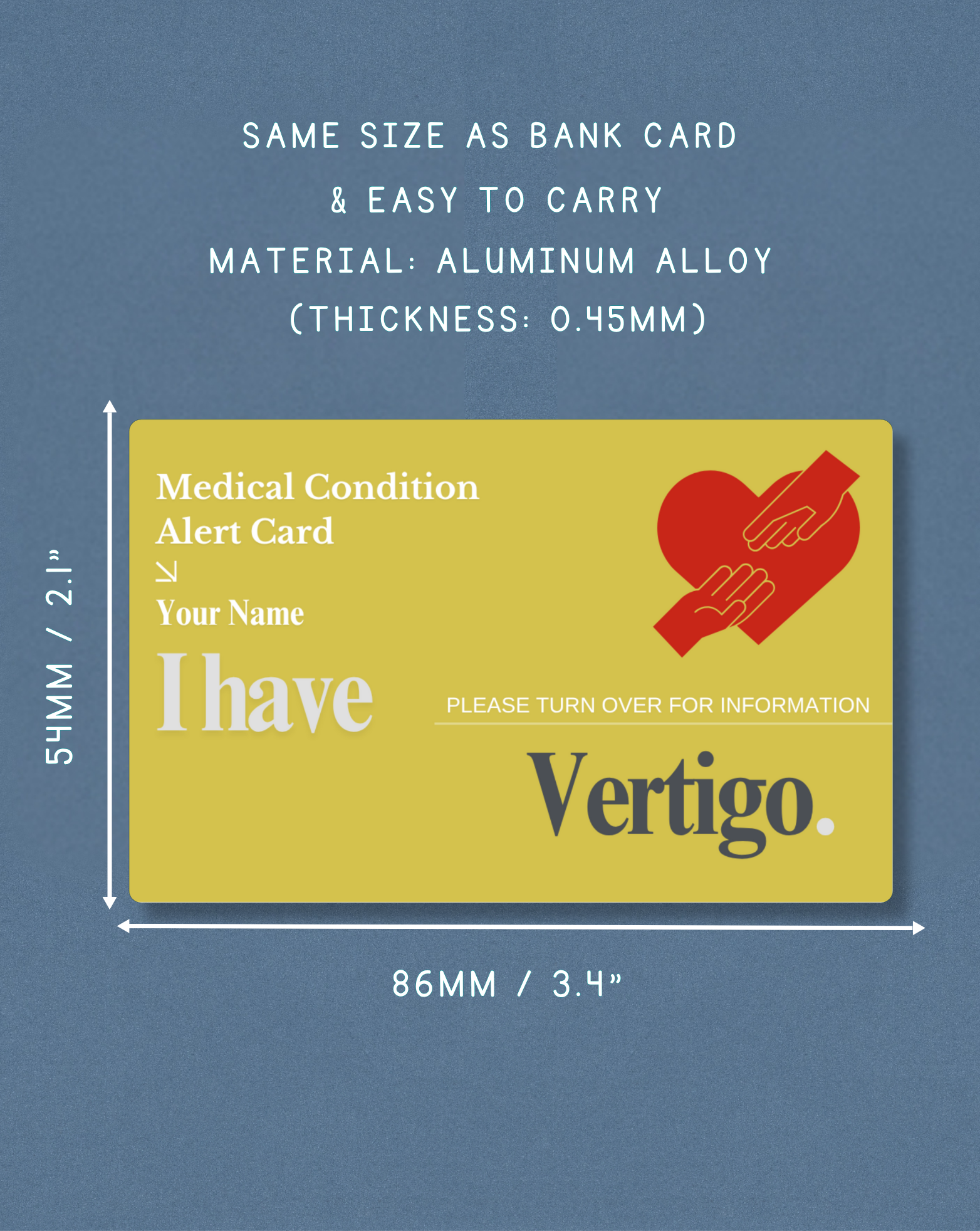 Vertigo Medical Alert Card