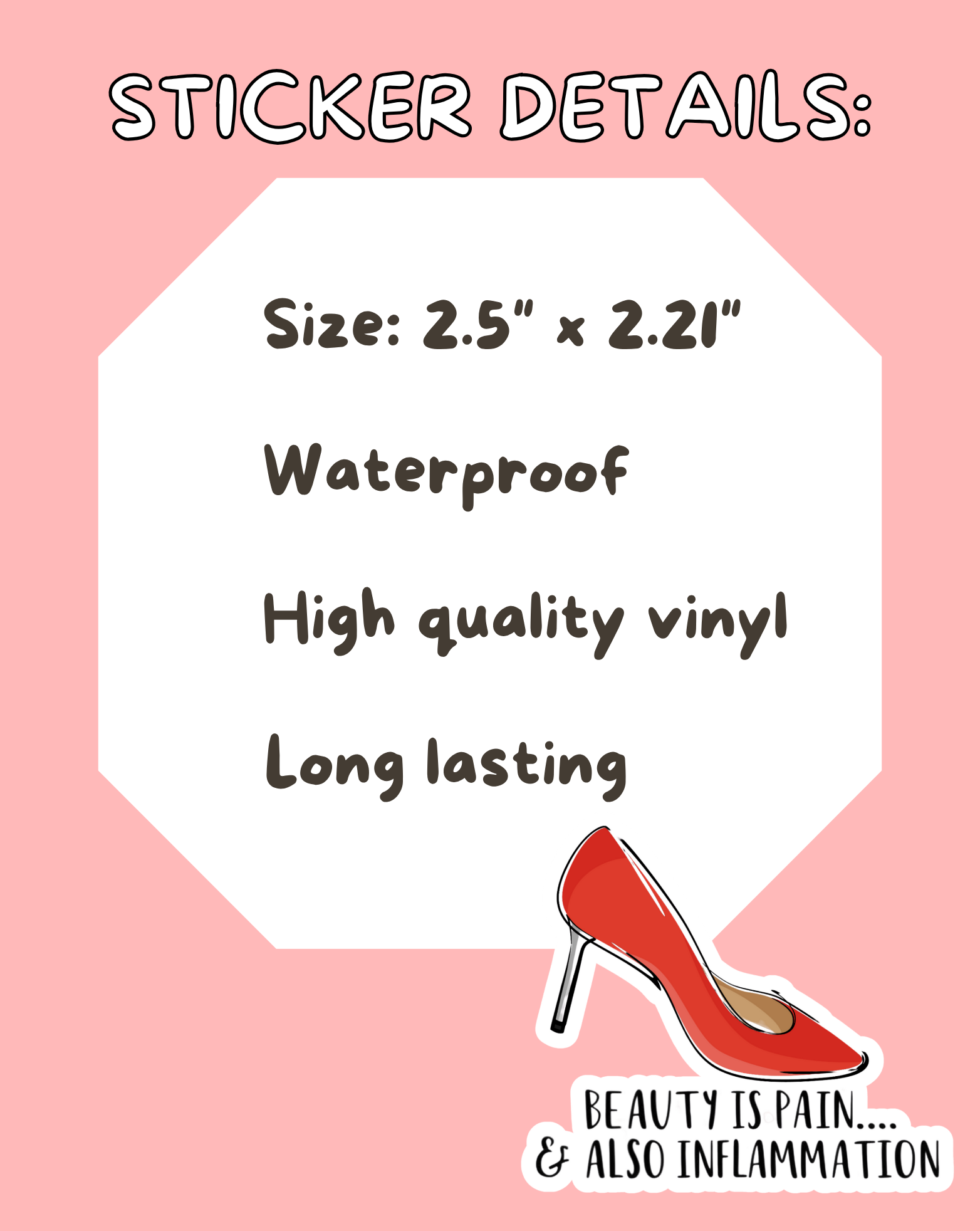 Beauty & Inflammation is Pain Sticker