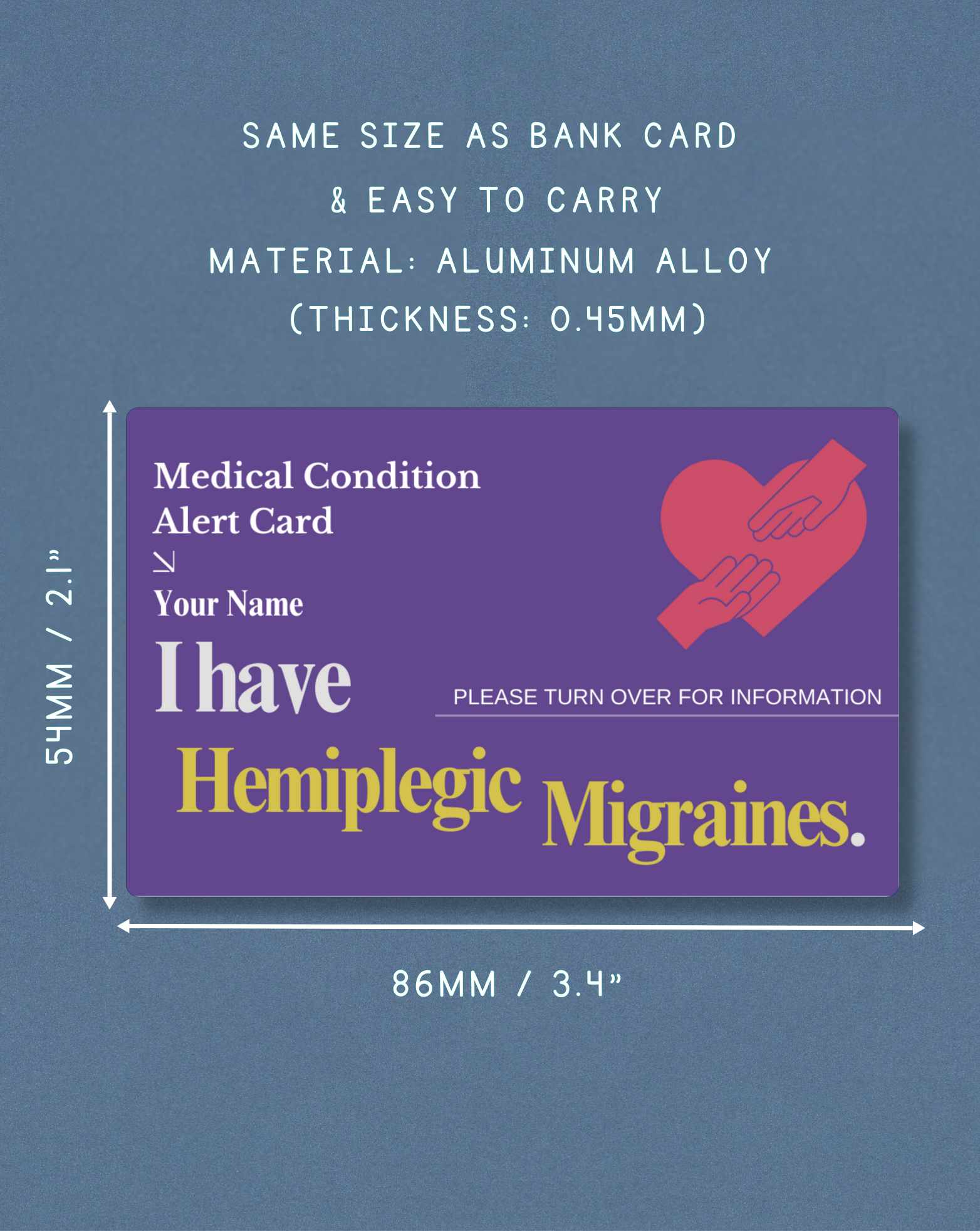 Hemiplegic Migraines Medical Alert Card