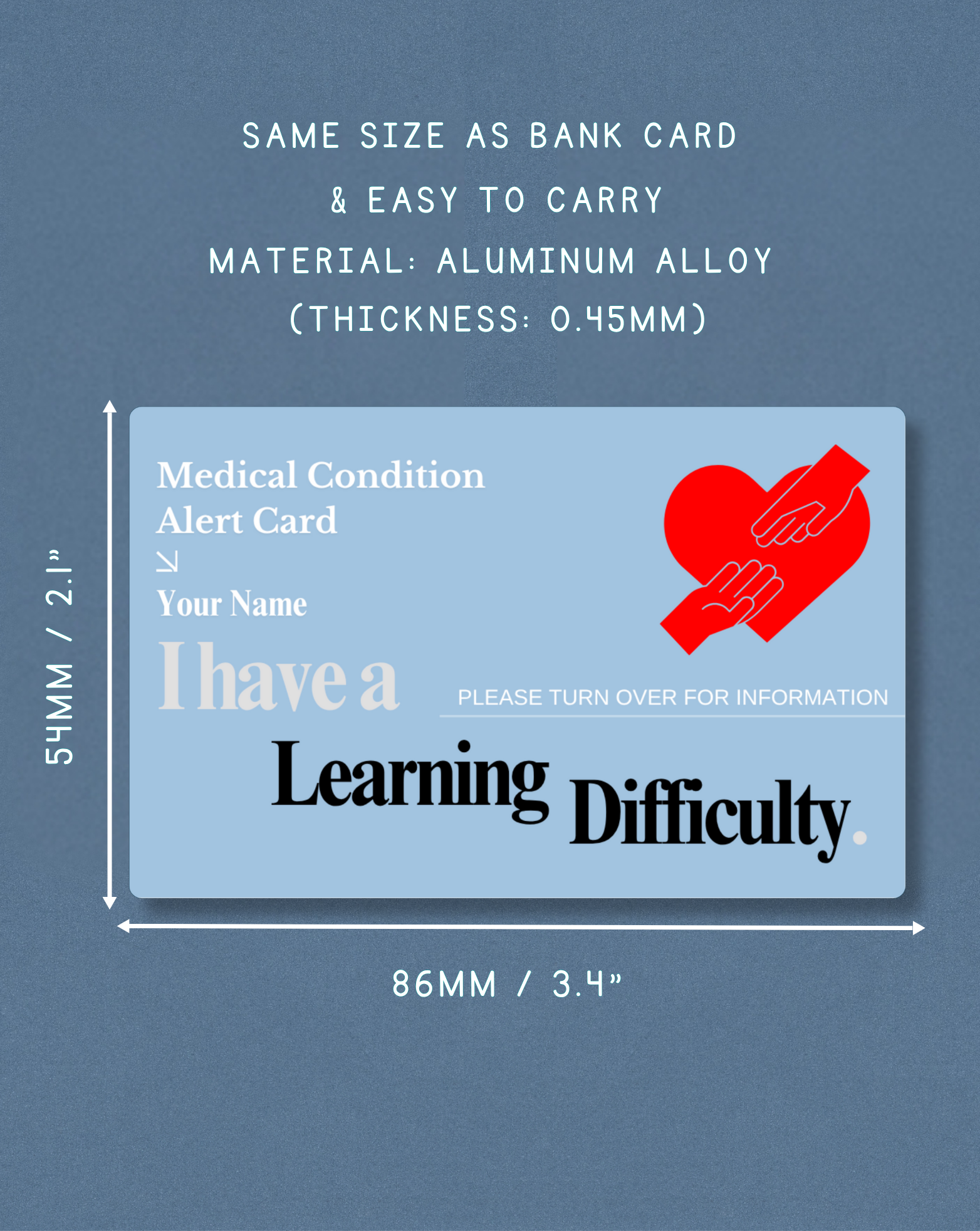 Learning Difficulty Medical Alert Card