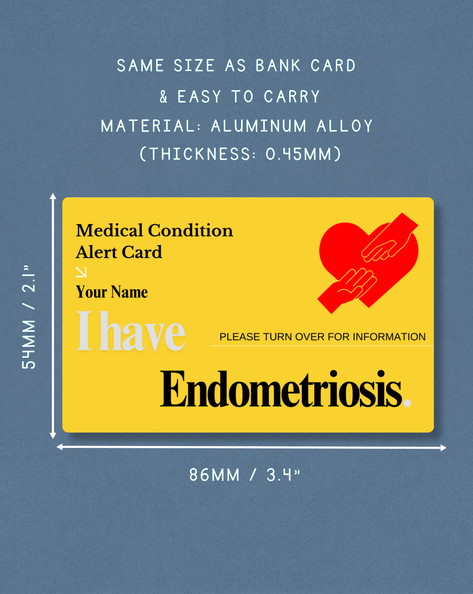 Endometriosis Medical Alert Card