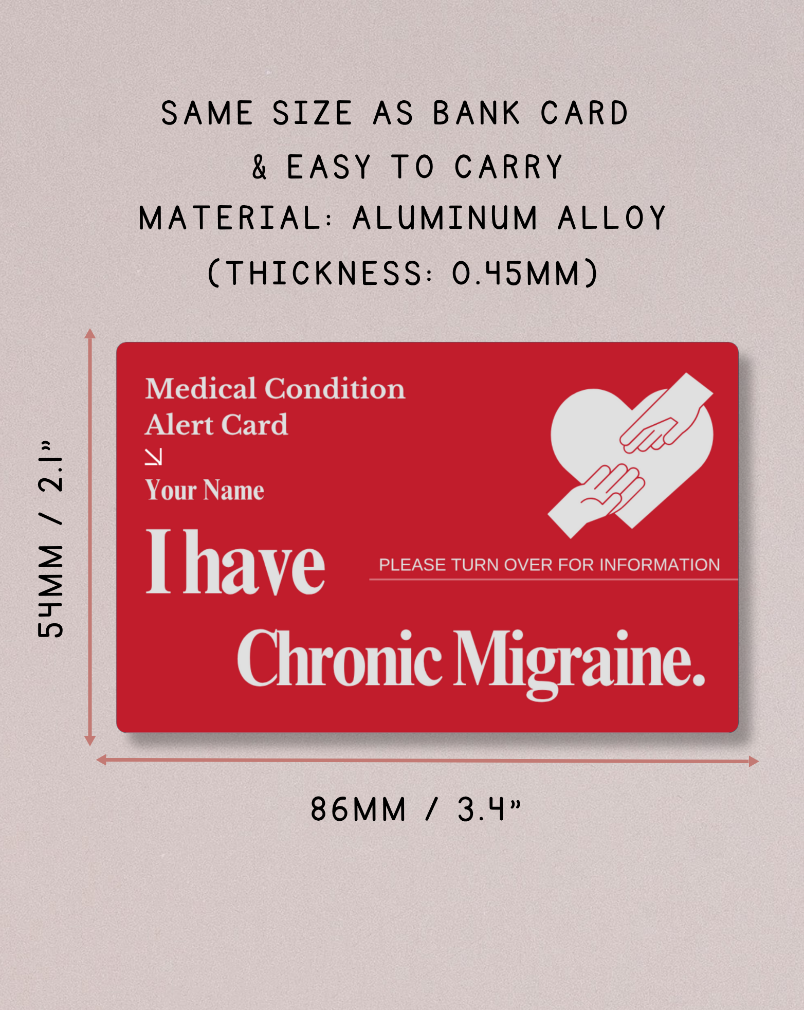 Custom Engraved Medical Alert Card - Red Aluminum