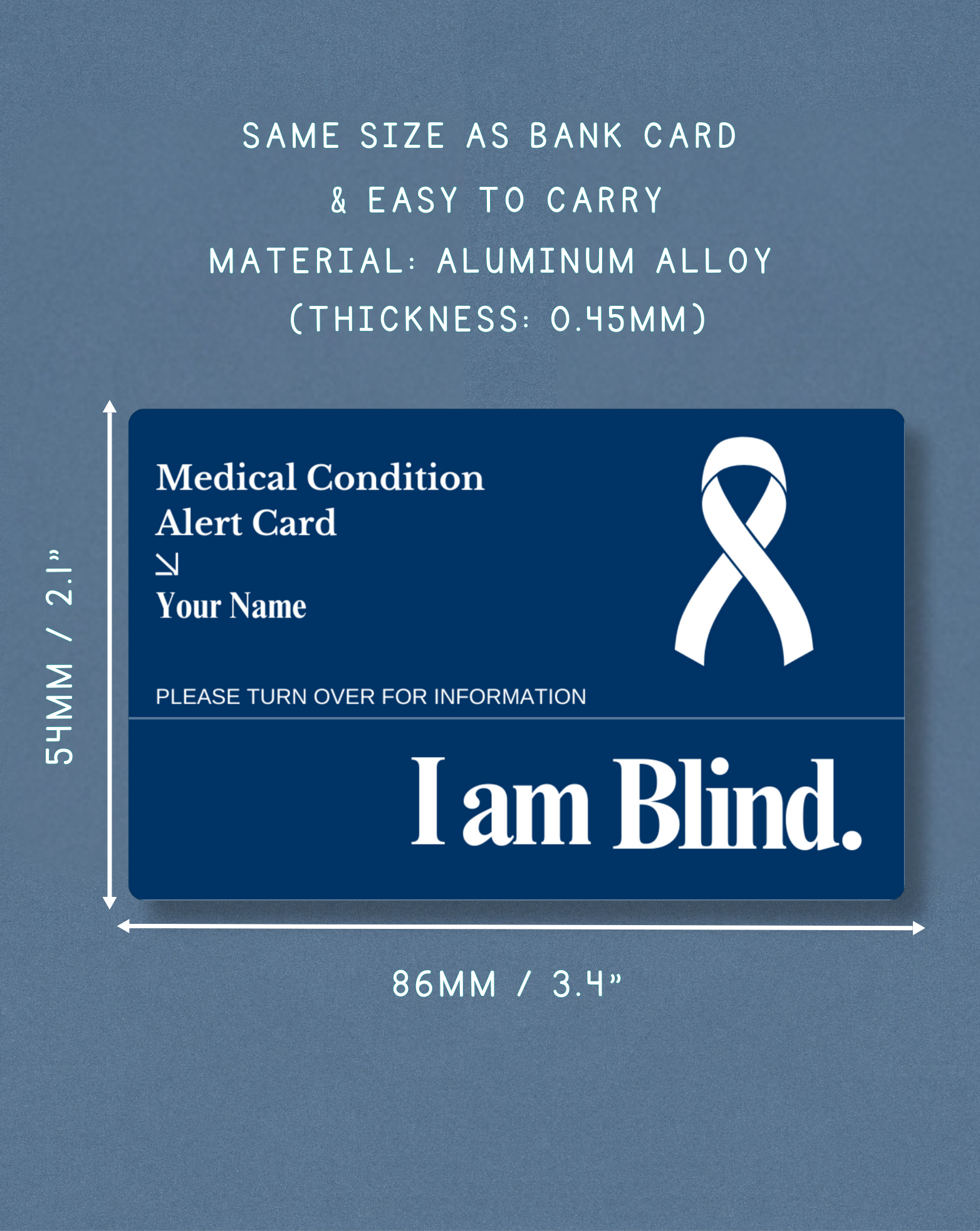 Blind Medical Alert Card
