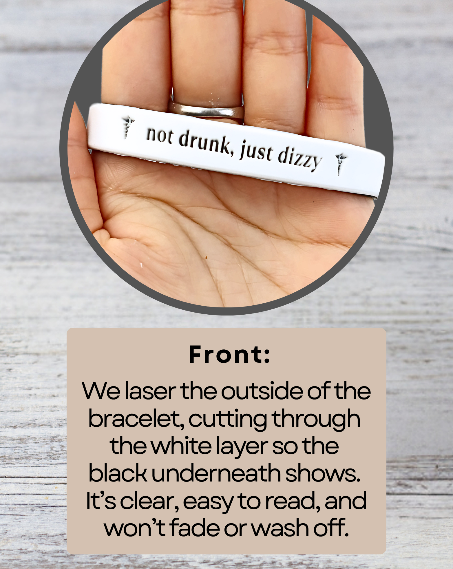 Not Drunk, Just Dizzy - Funny Alert Bracelet