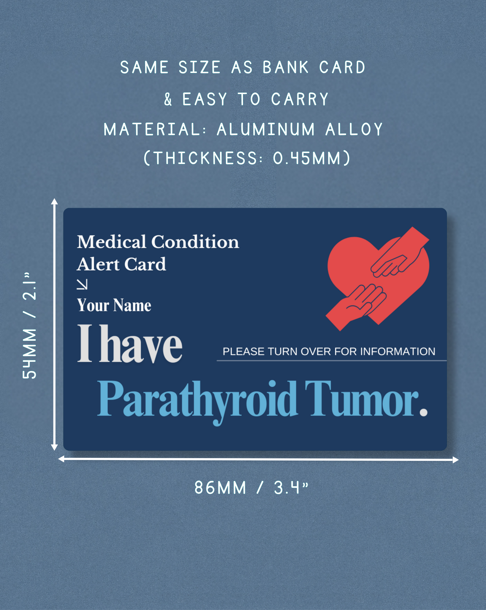 Parathyroid Tumor Medical Alert Card
