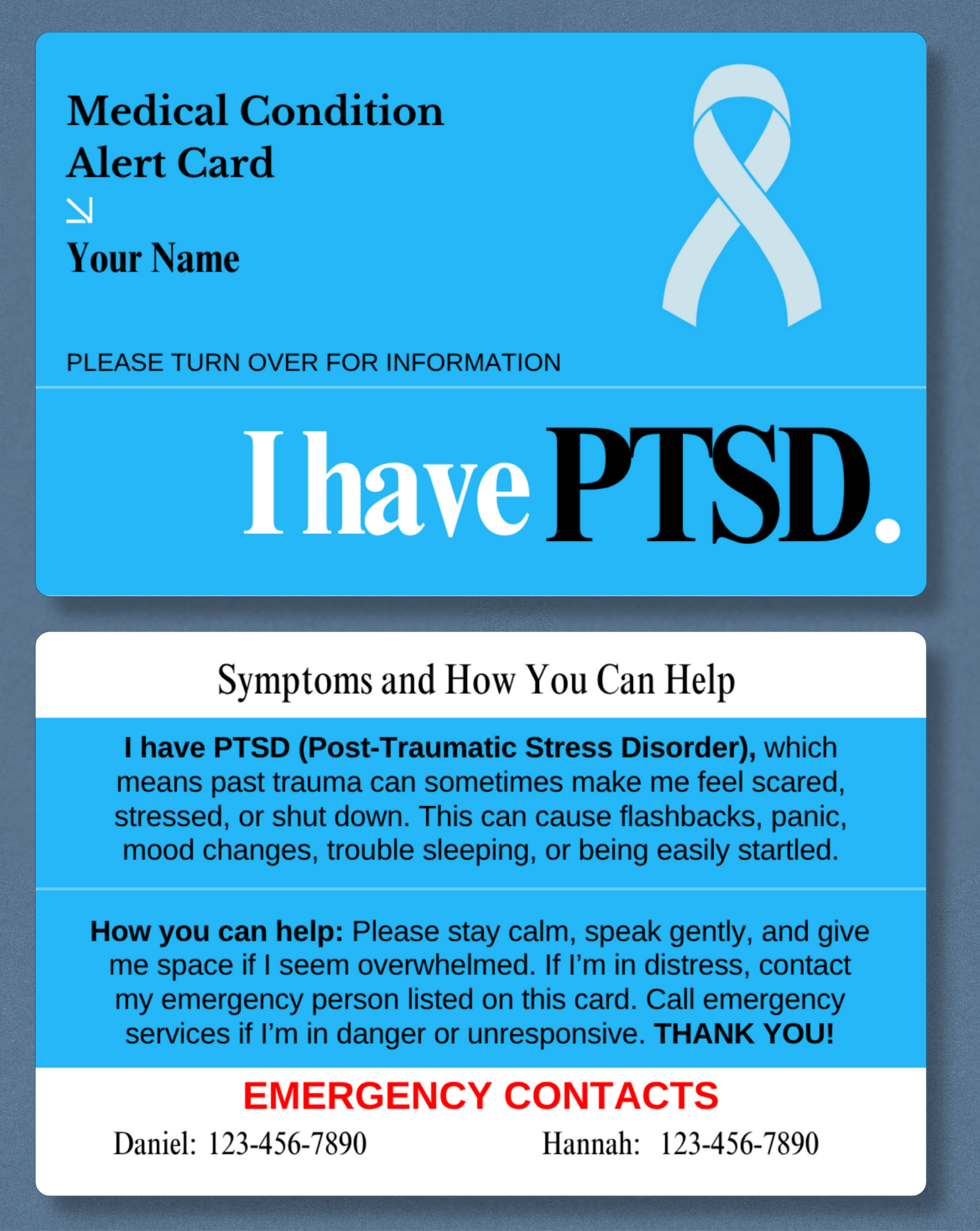 PTSD Medical Alert Card