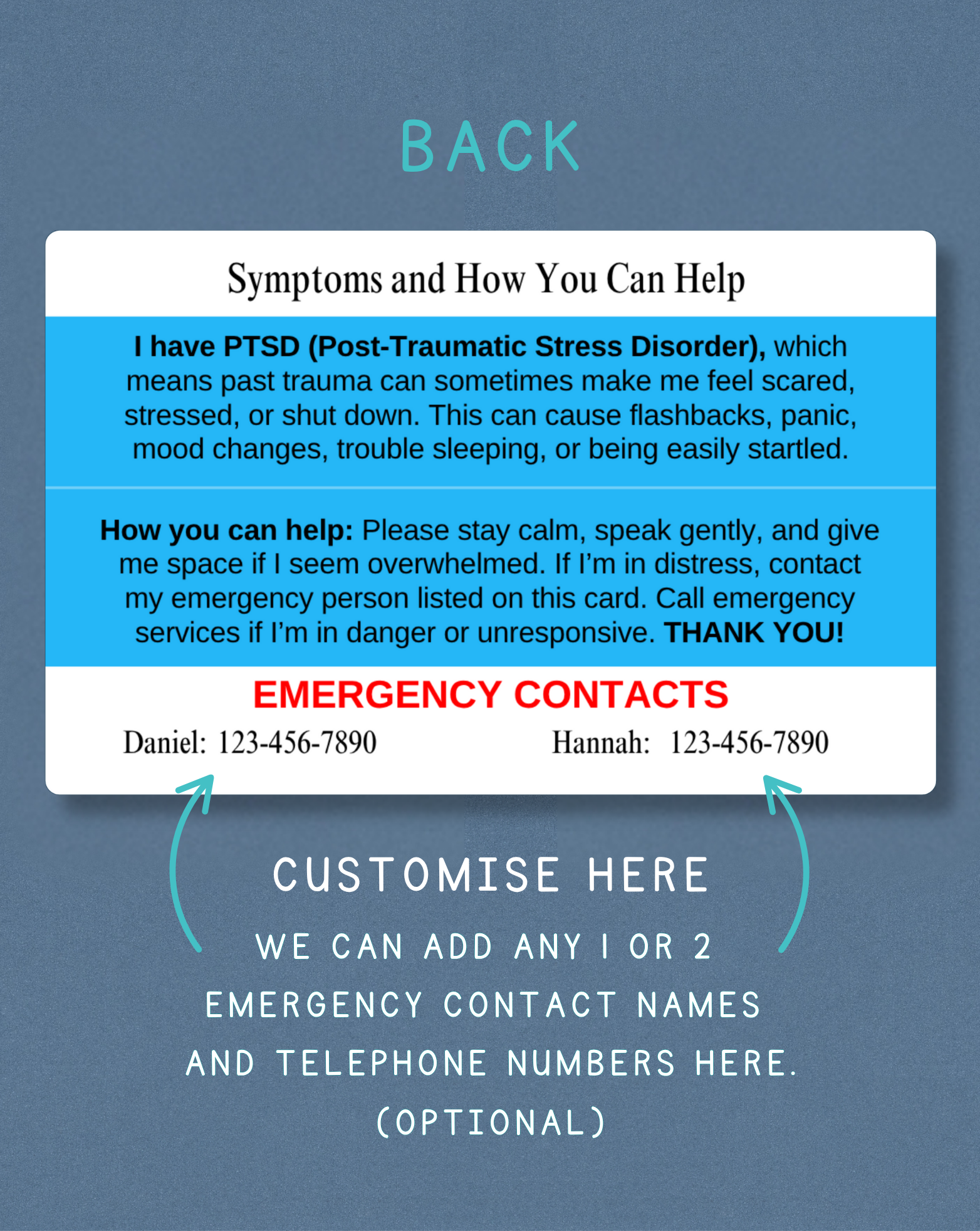 PTSD Medical Alert Card