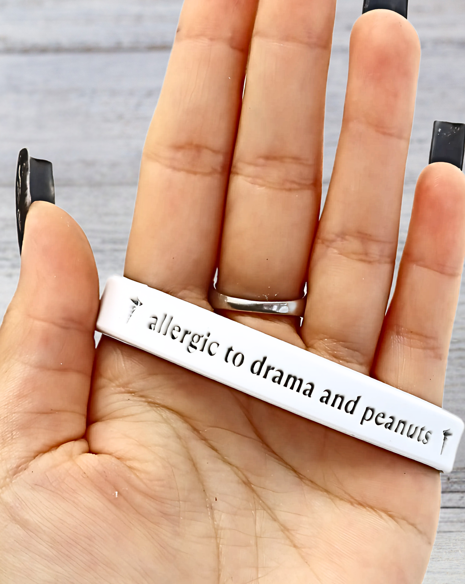 Allergic to Drama and Peanuts - Funny Alert Bracelet