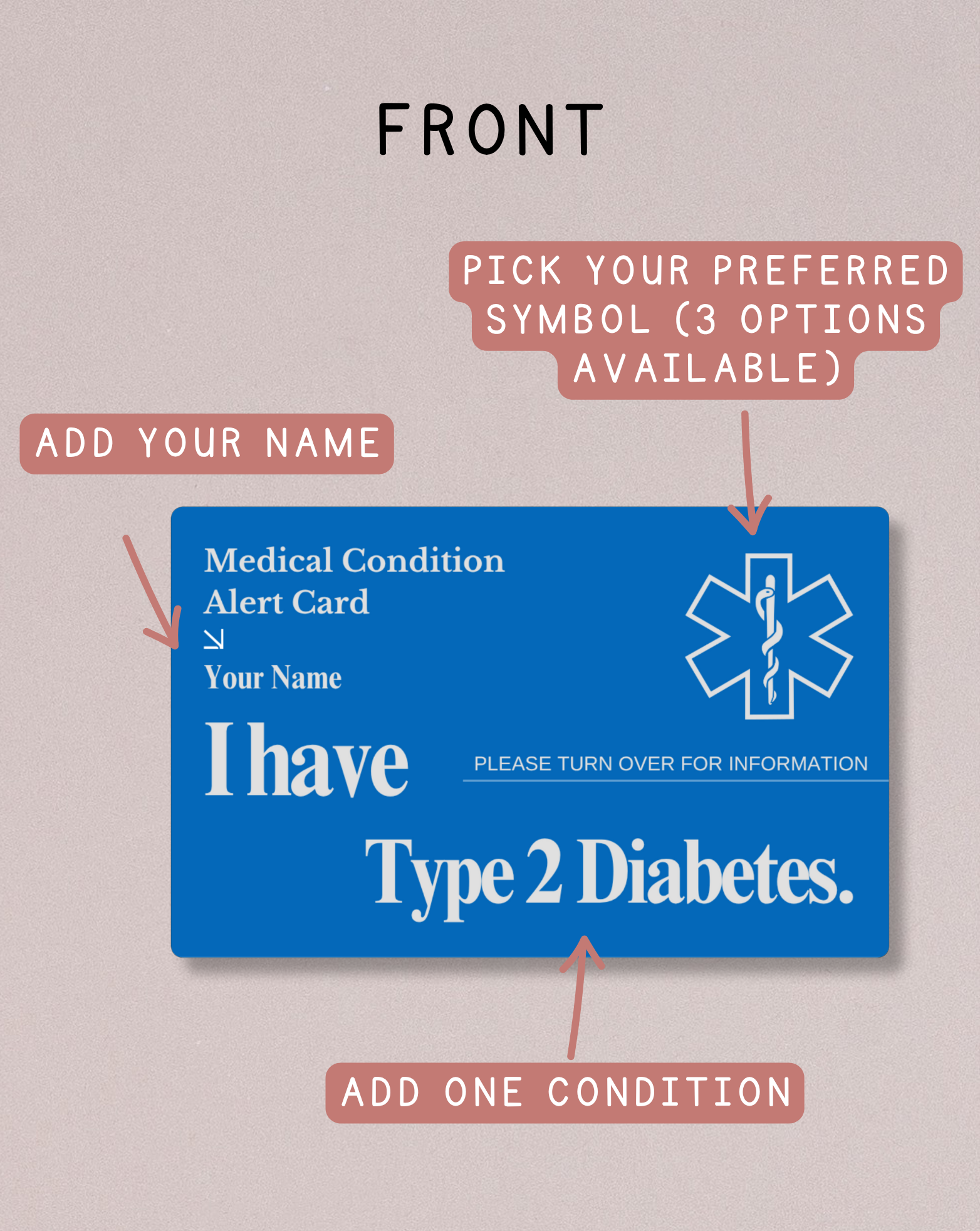Custom Engraved Medical Alert Card - Blue Aluminum