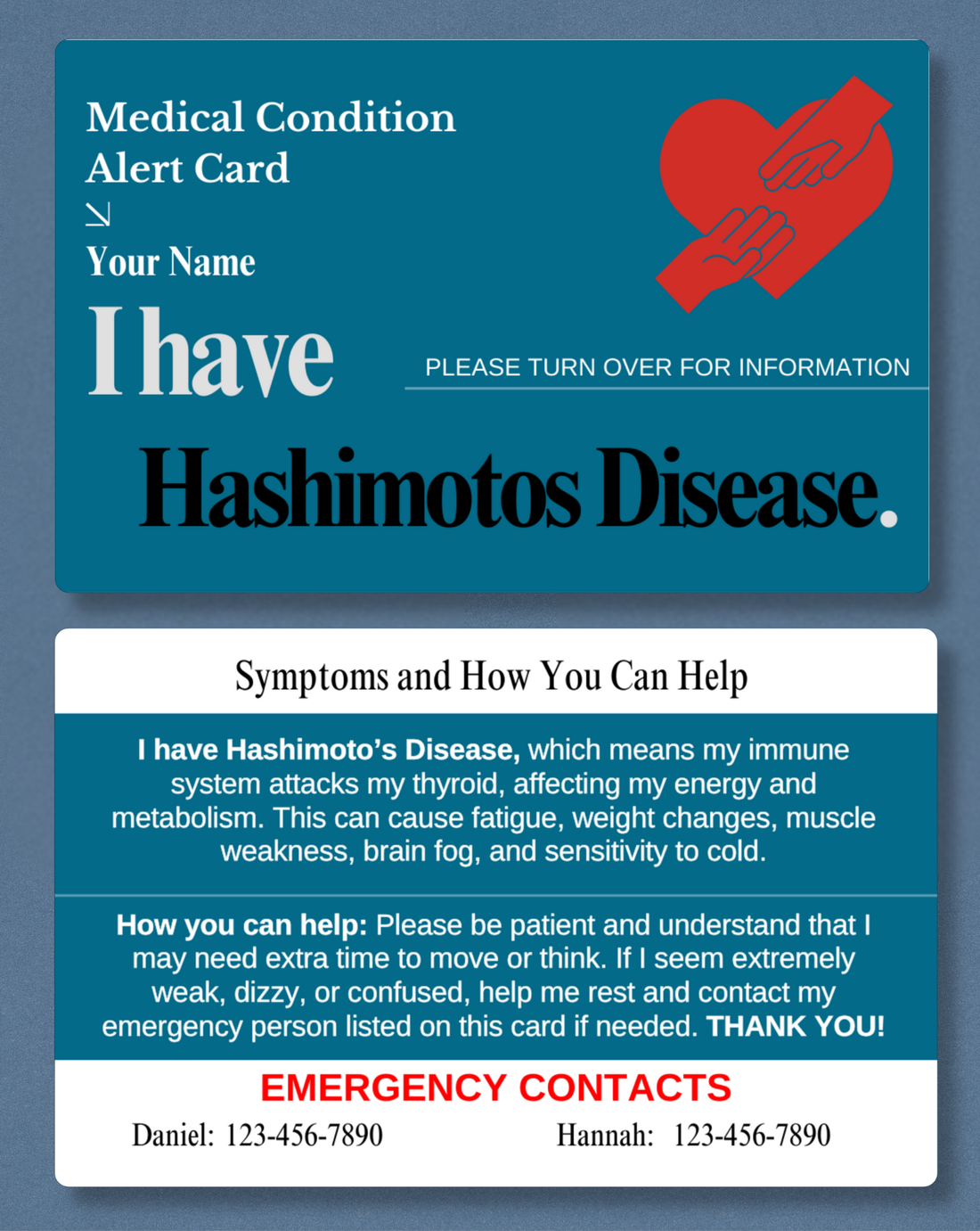 Hashimoto’s Disease Medical Alert Card