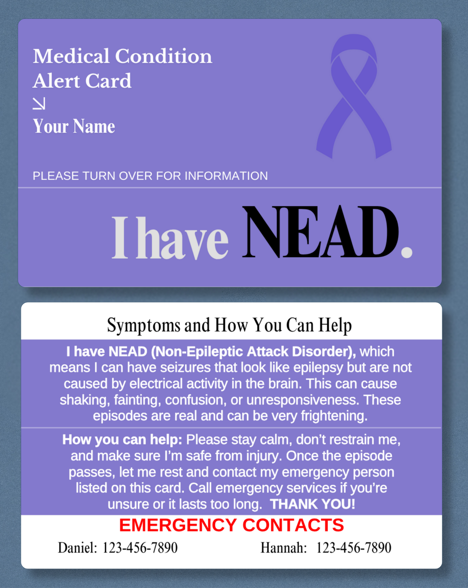 NEAD Medical Alert Card