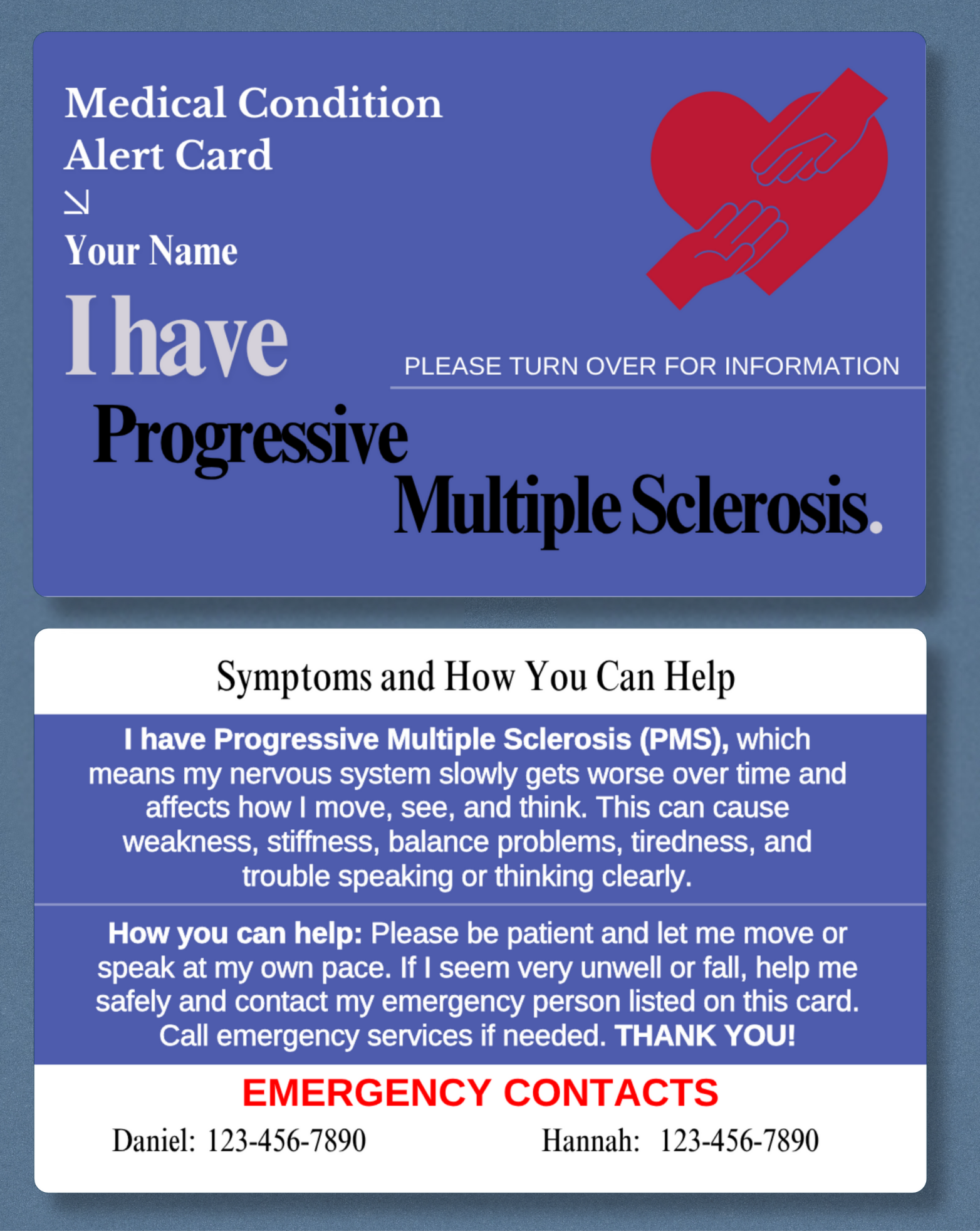 Progressive Multiple Sclerosis Medical Alert Card