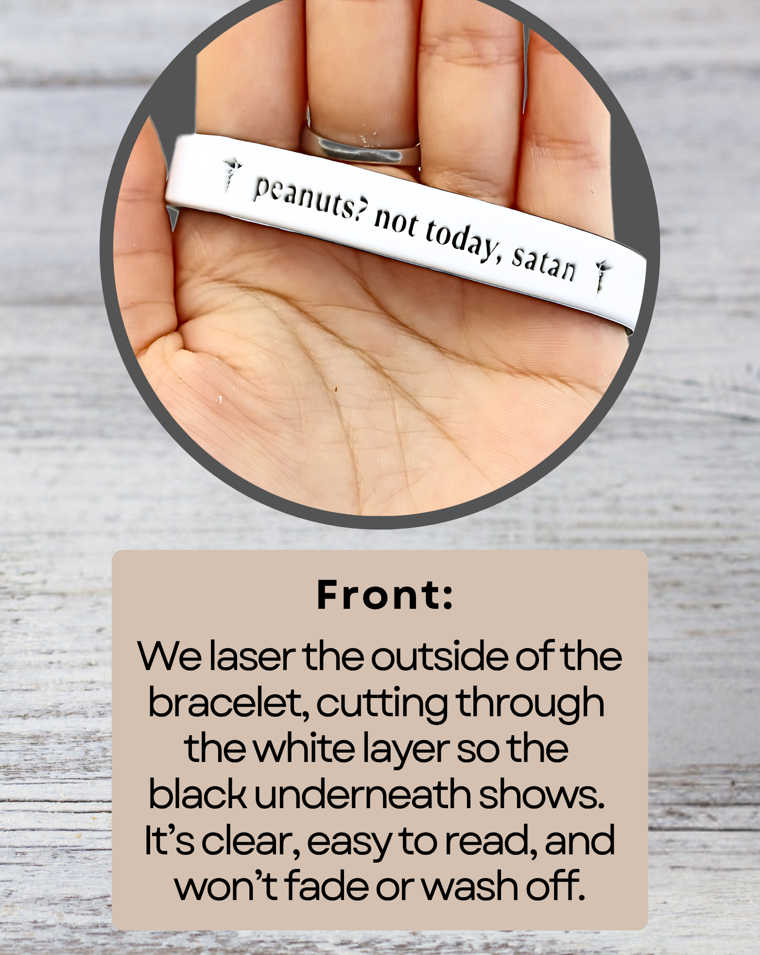 Peanuts? Not Today, satan - Funny Alert Bracelet