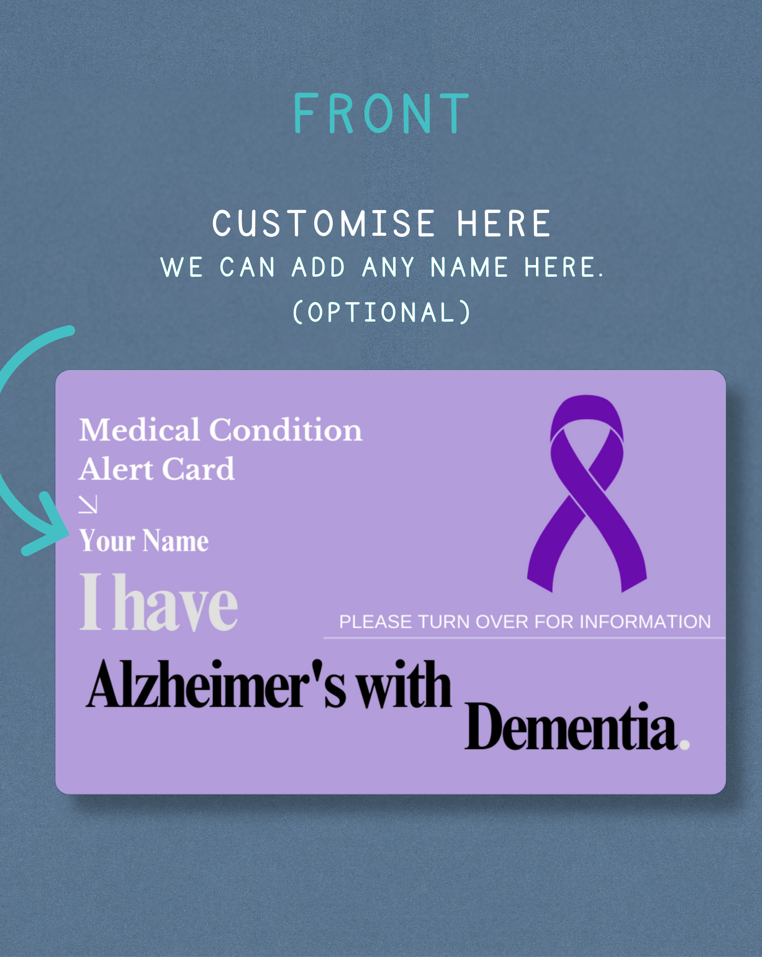 Alzheimer’s with Dementia Medical Alert Card