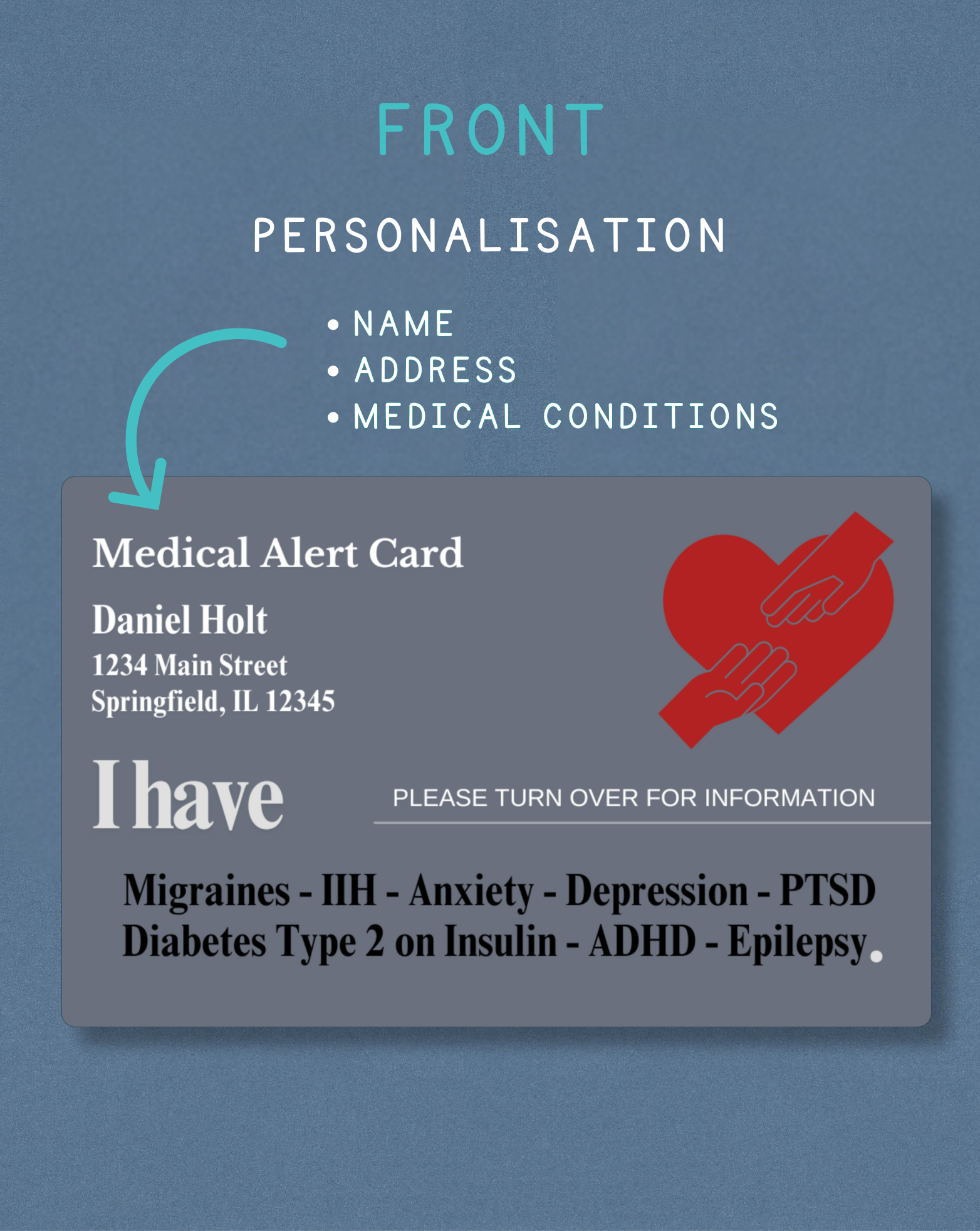 Customised Medical Alert Card (Grey)
