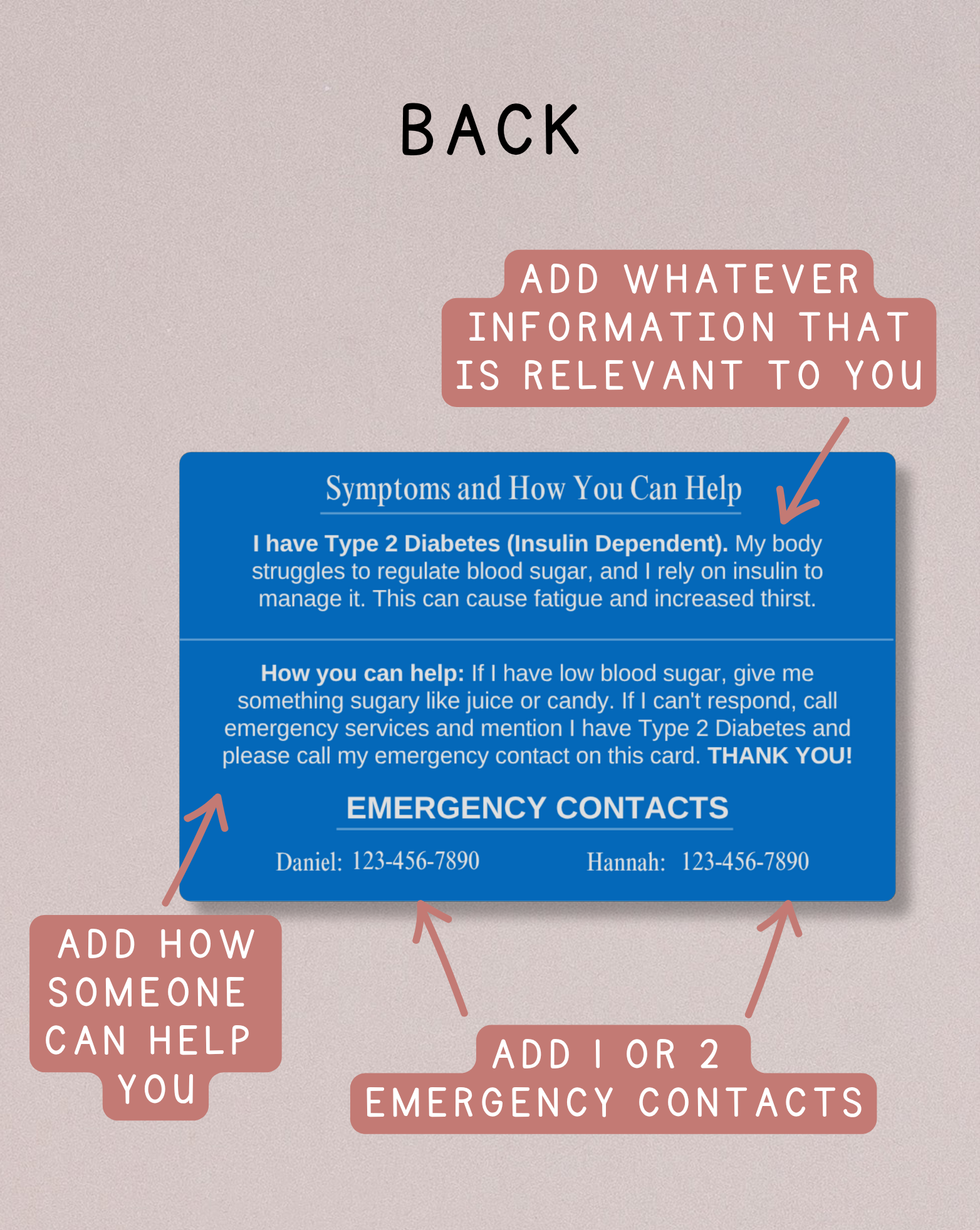 Custom Engraved Medical Alert Card - Blue Aluminum