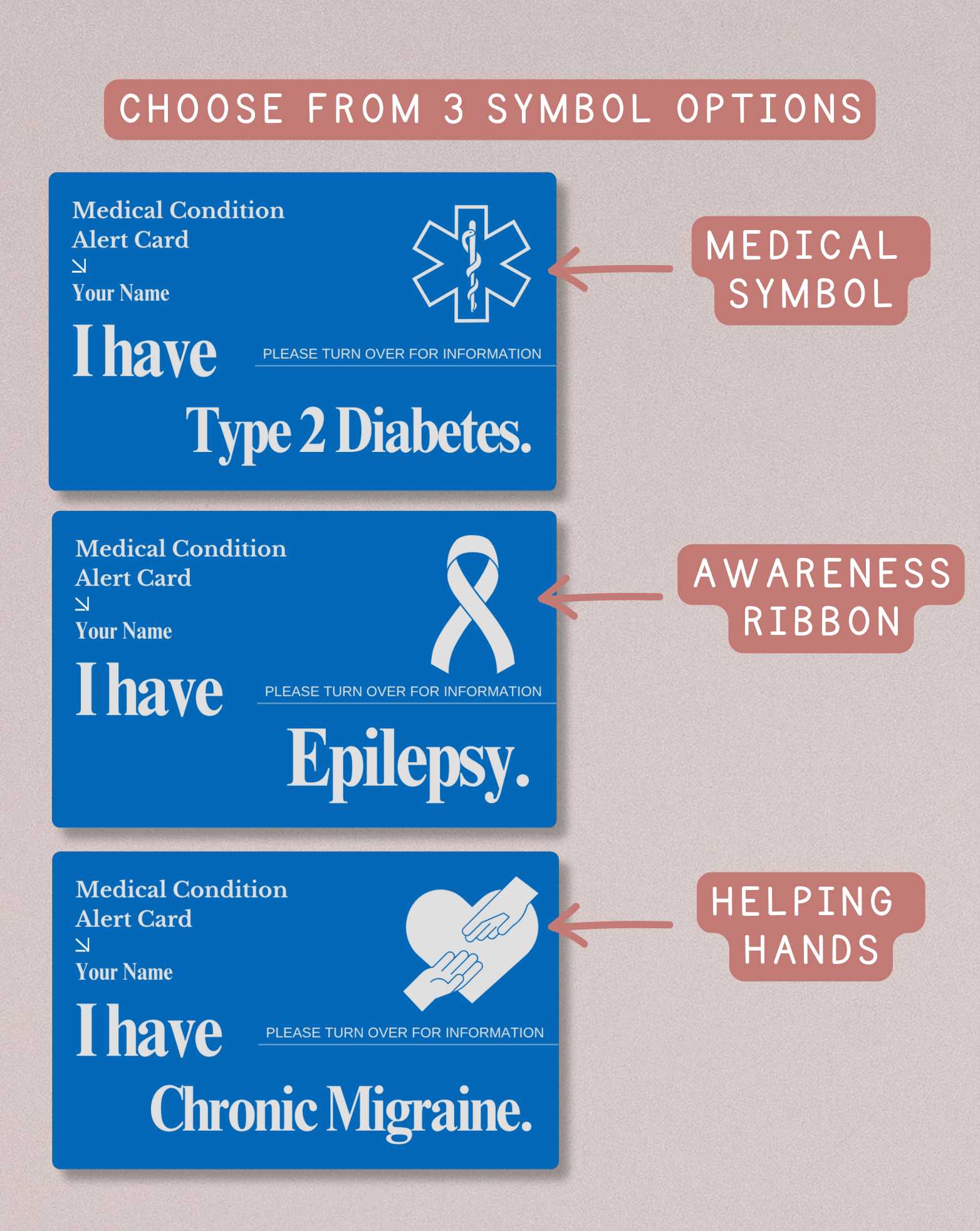 Custom Engraved Medical Alert Card - Blue Aluminum