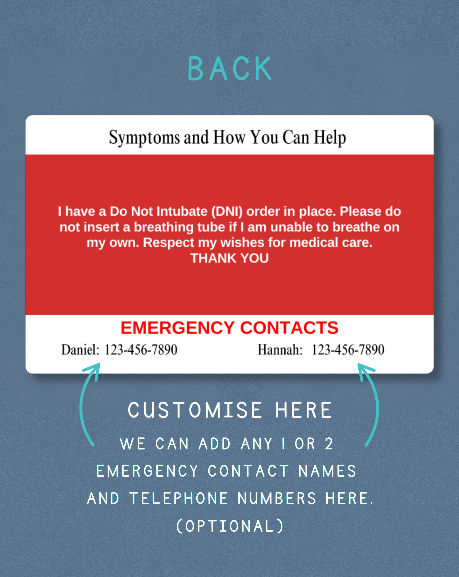 DNI Order Medical Alert Card