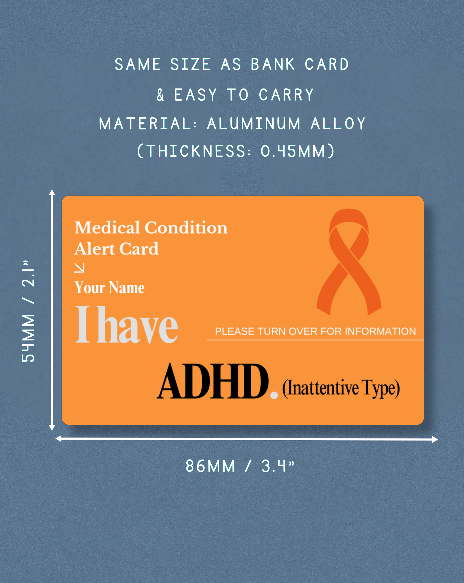 ADHD (Inattentive Type) Medical Alert Card