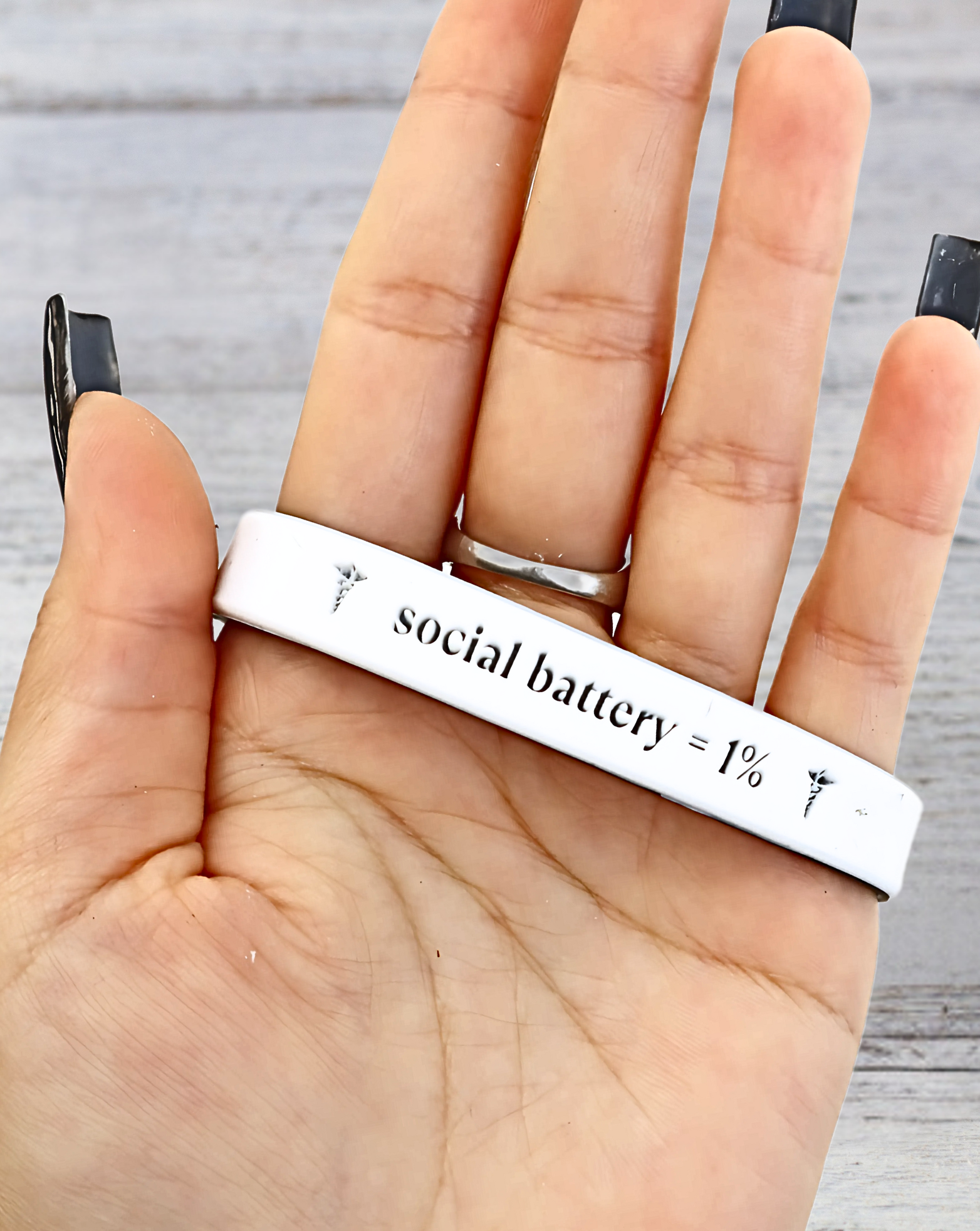 Social Battery = 1% - Funny Alert Bracelet