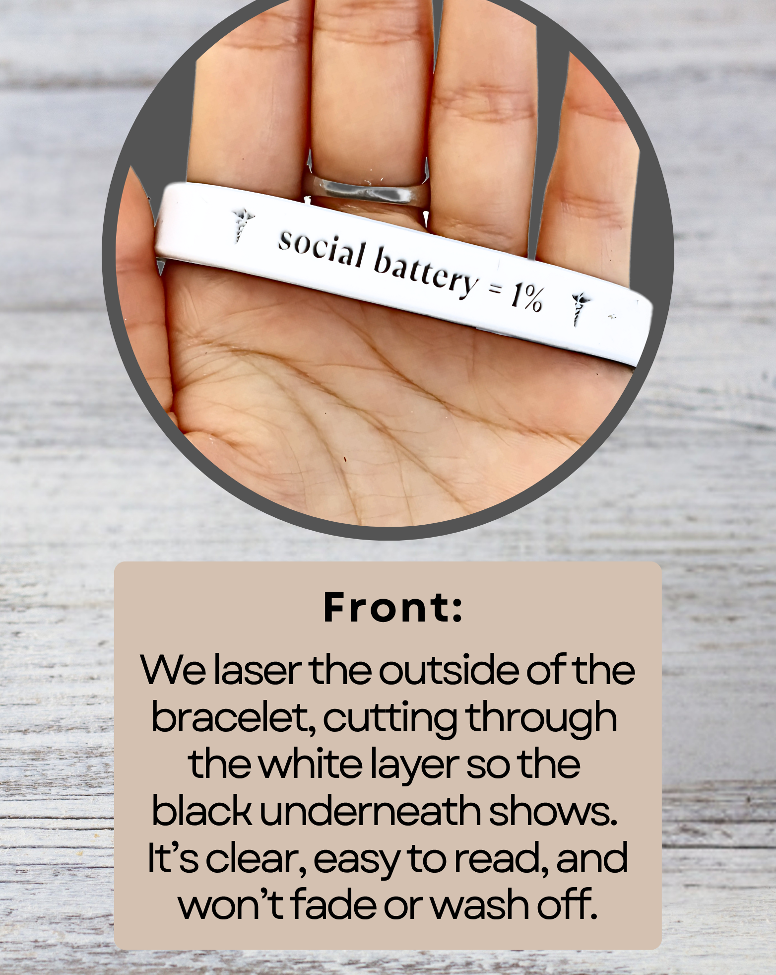 Social Battery = 1% - Funny Alert Bracelet