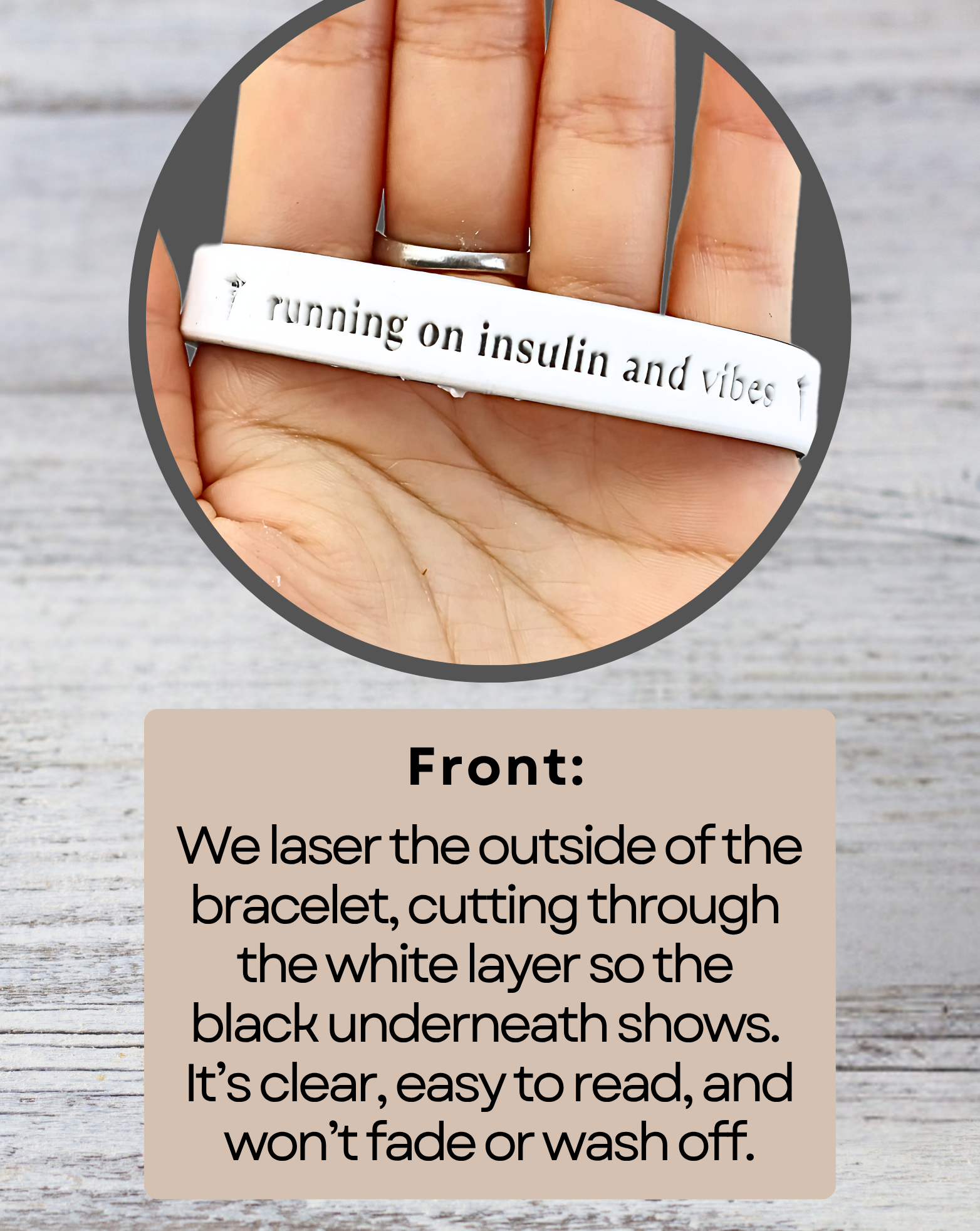 Running on Insulin and Vibes - Funny Alert Bracelet