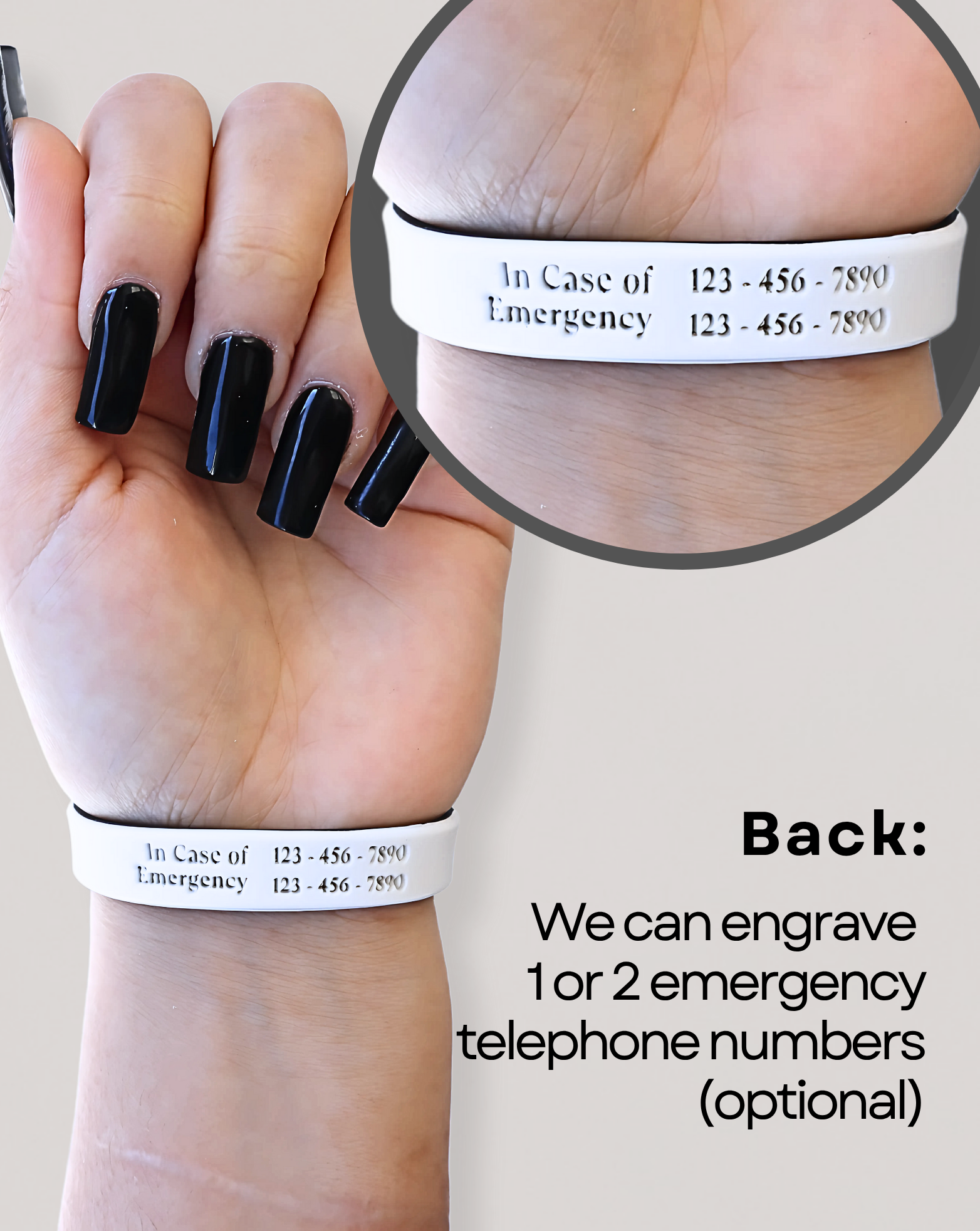 Personalised Medical Alert Bracelet (Stone Grey)