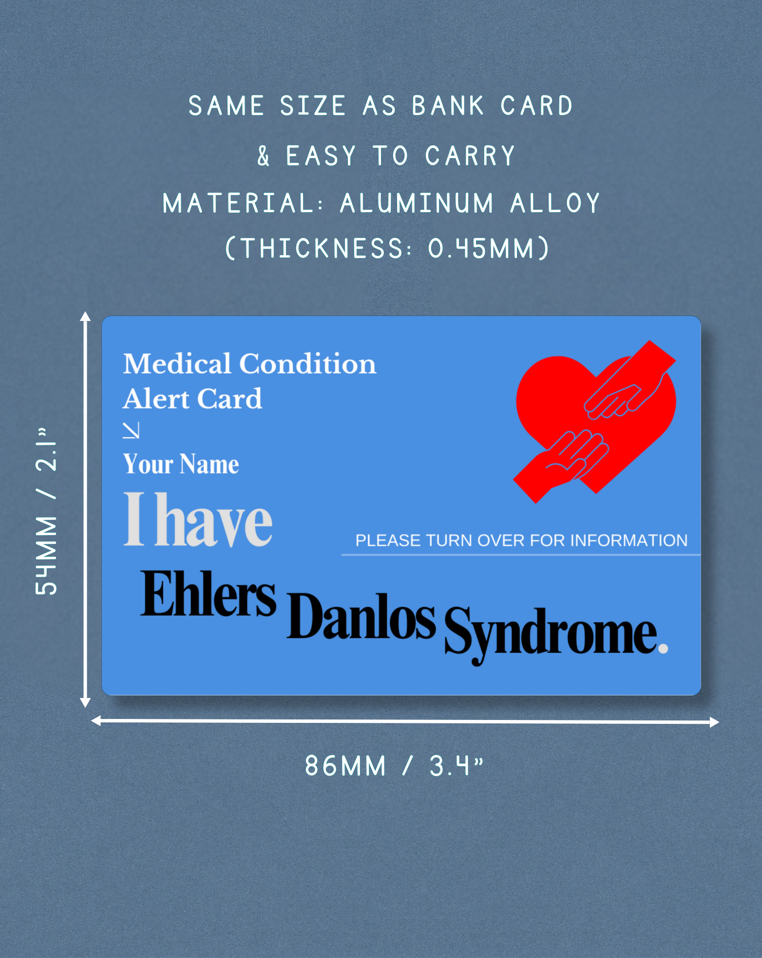 Ehlers Danlos Syndrome Medical Alert Card