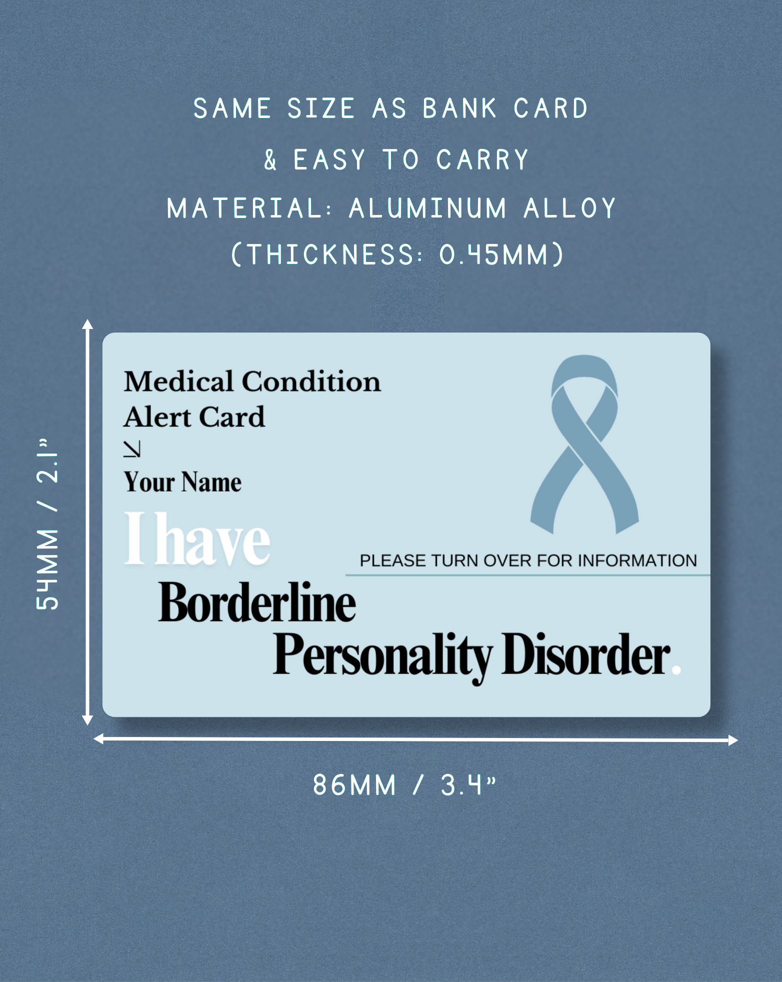 Borderline Personality Disorder (BPD) Medical Alert Card