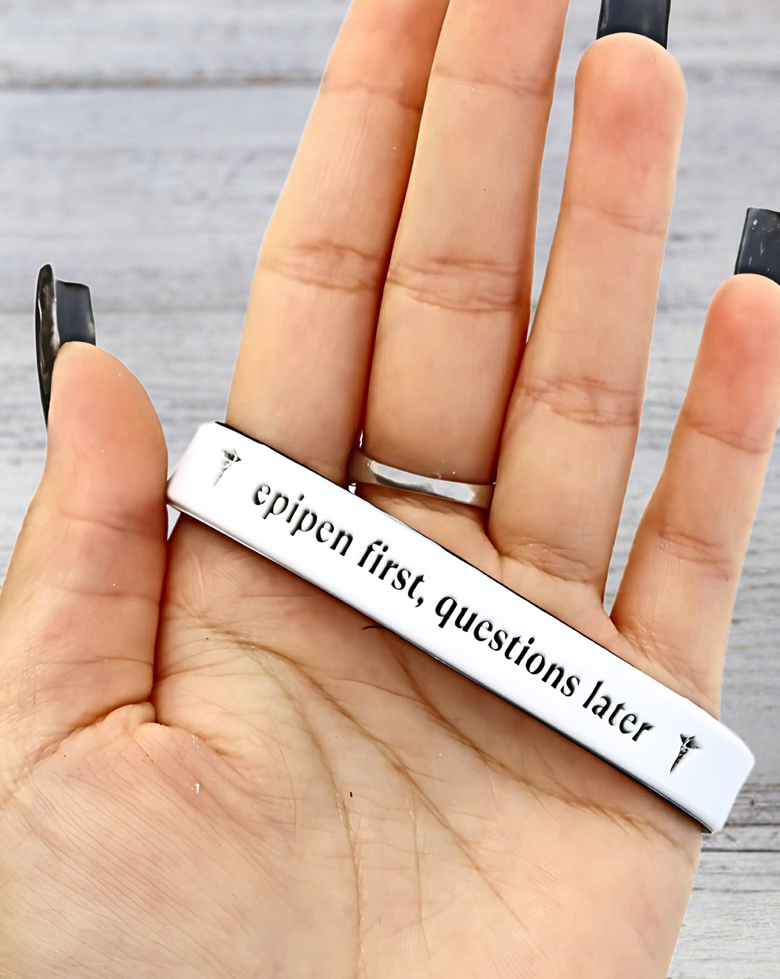 Epipen First, Questions Later - Funny Alert Bracelet