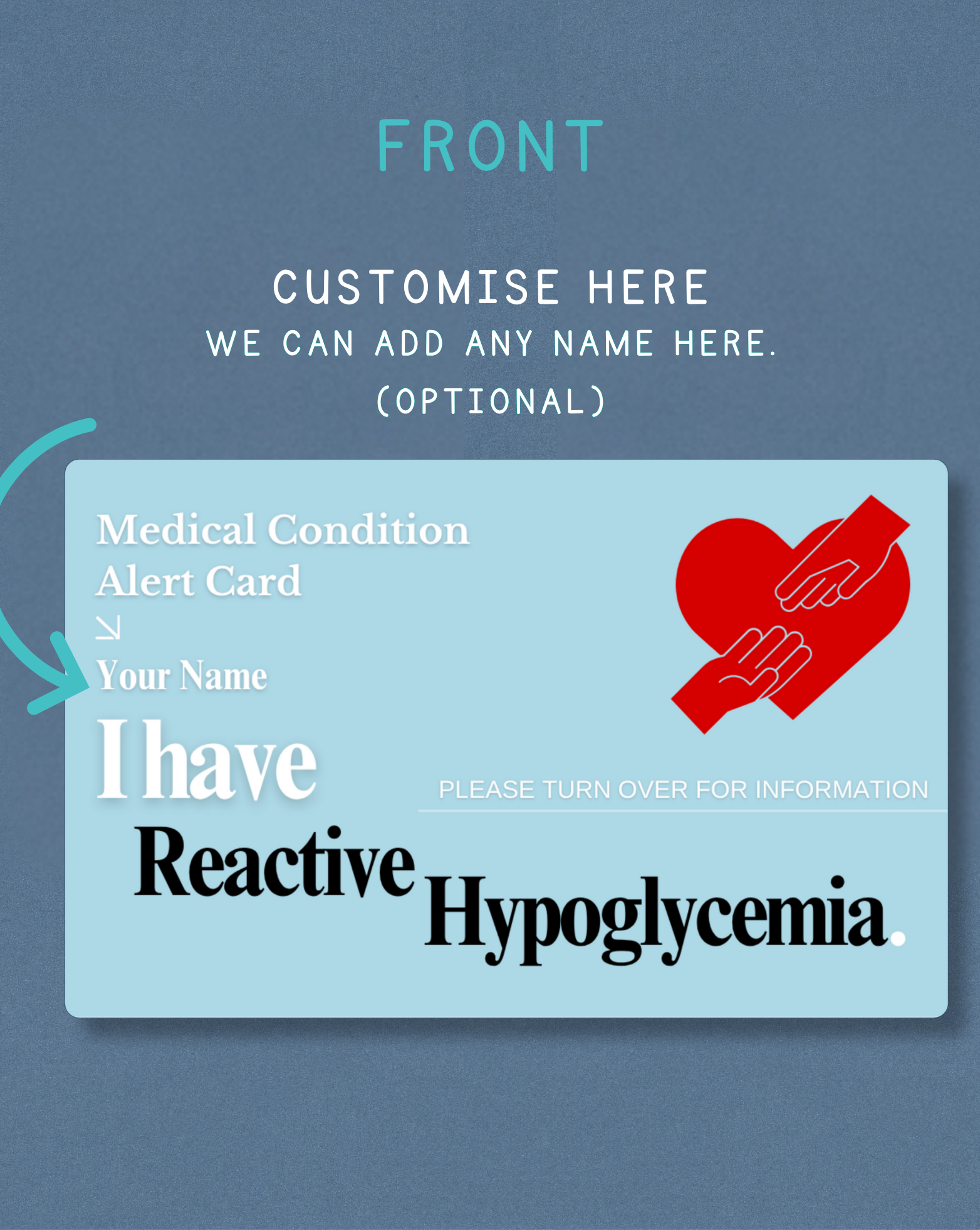 Reactive Hypoglycemia Medical Alert Card