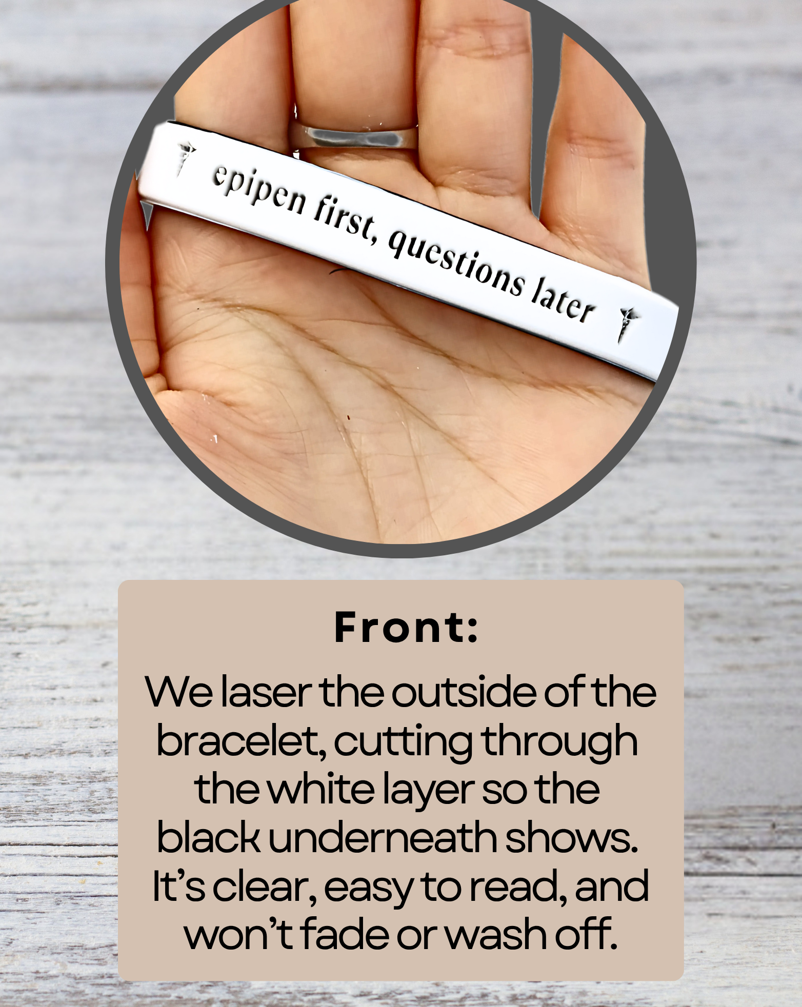 Epipen First, Questions Later - Funny Alert Bracelet