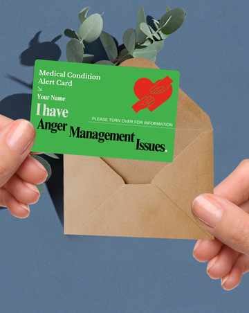 Anger Management Issues Medical Alert Card