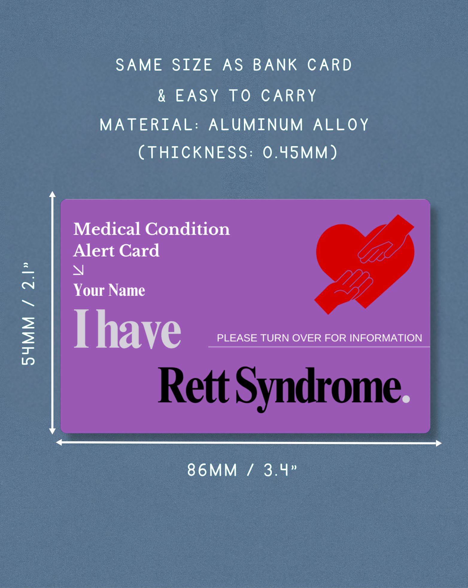 Rett Syndrome Medical Alert Card