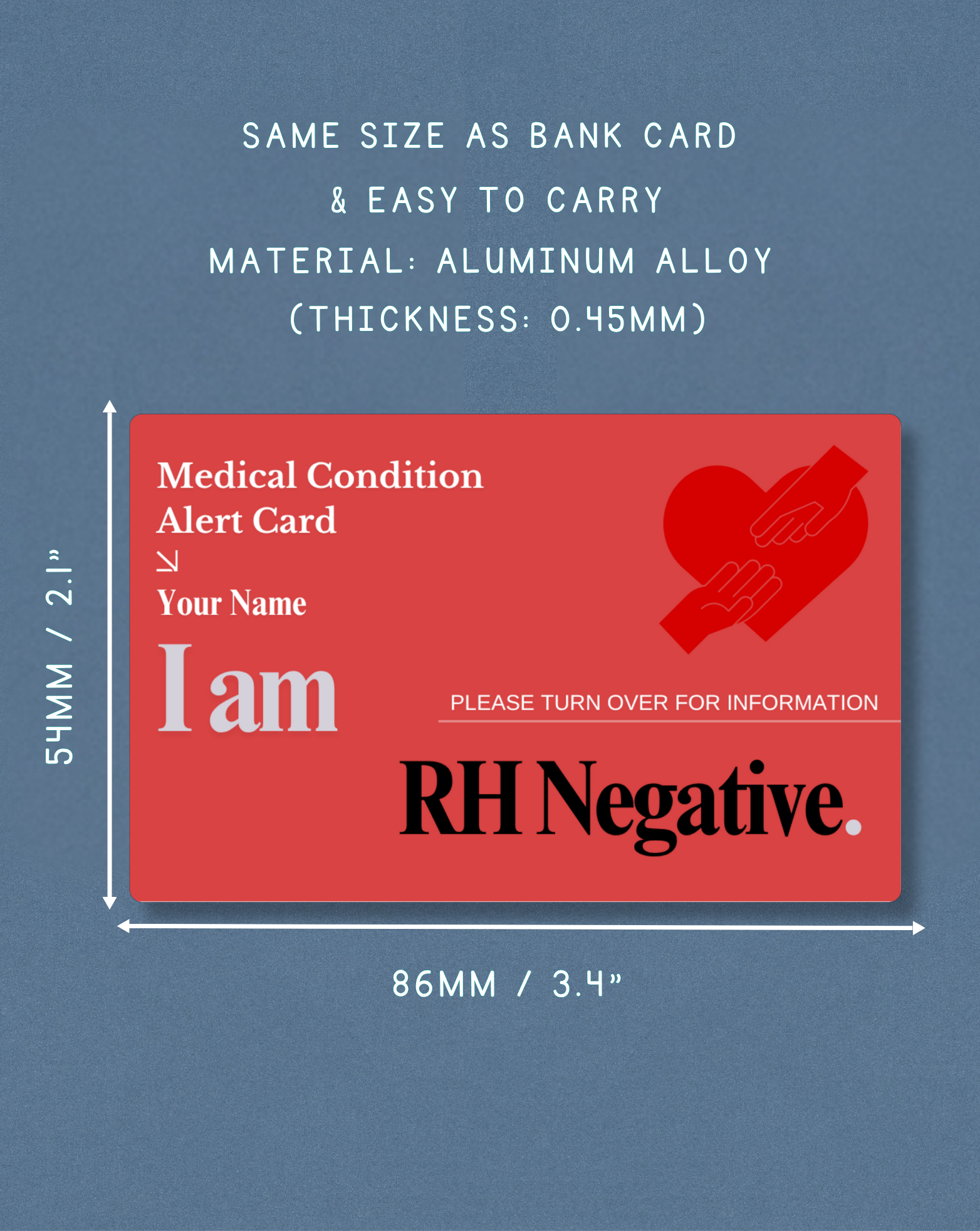 RH Negative Medical Alert Card