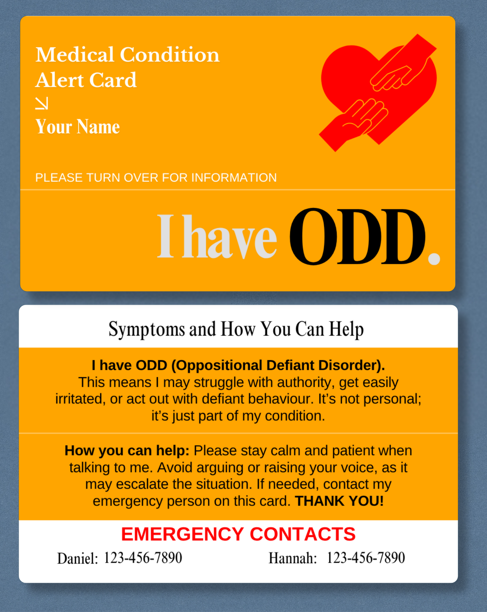 ODD Medical Alert Card