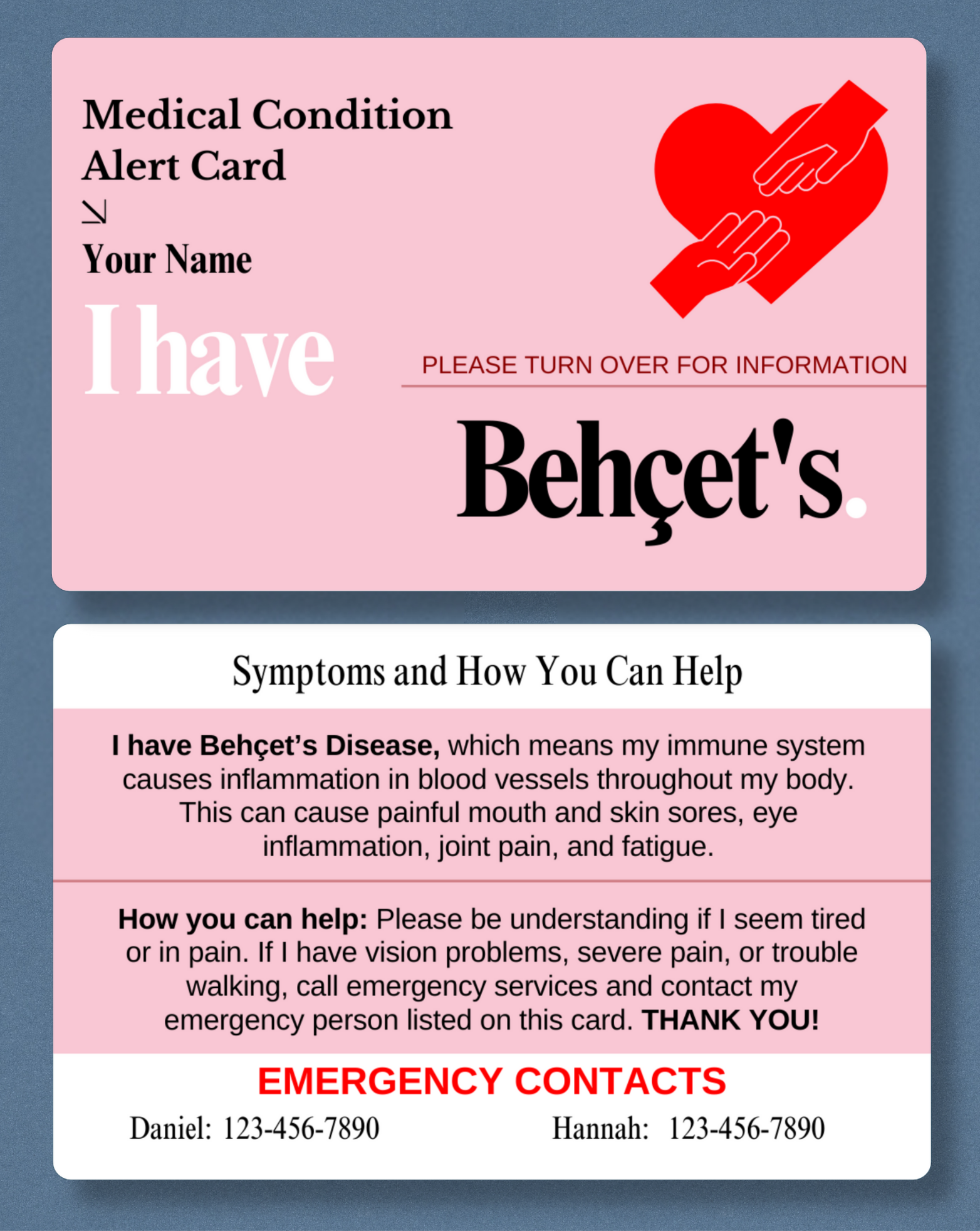 Behcet’s Medical Alert Card