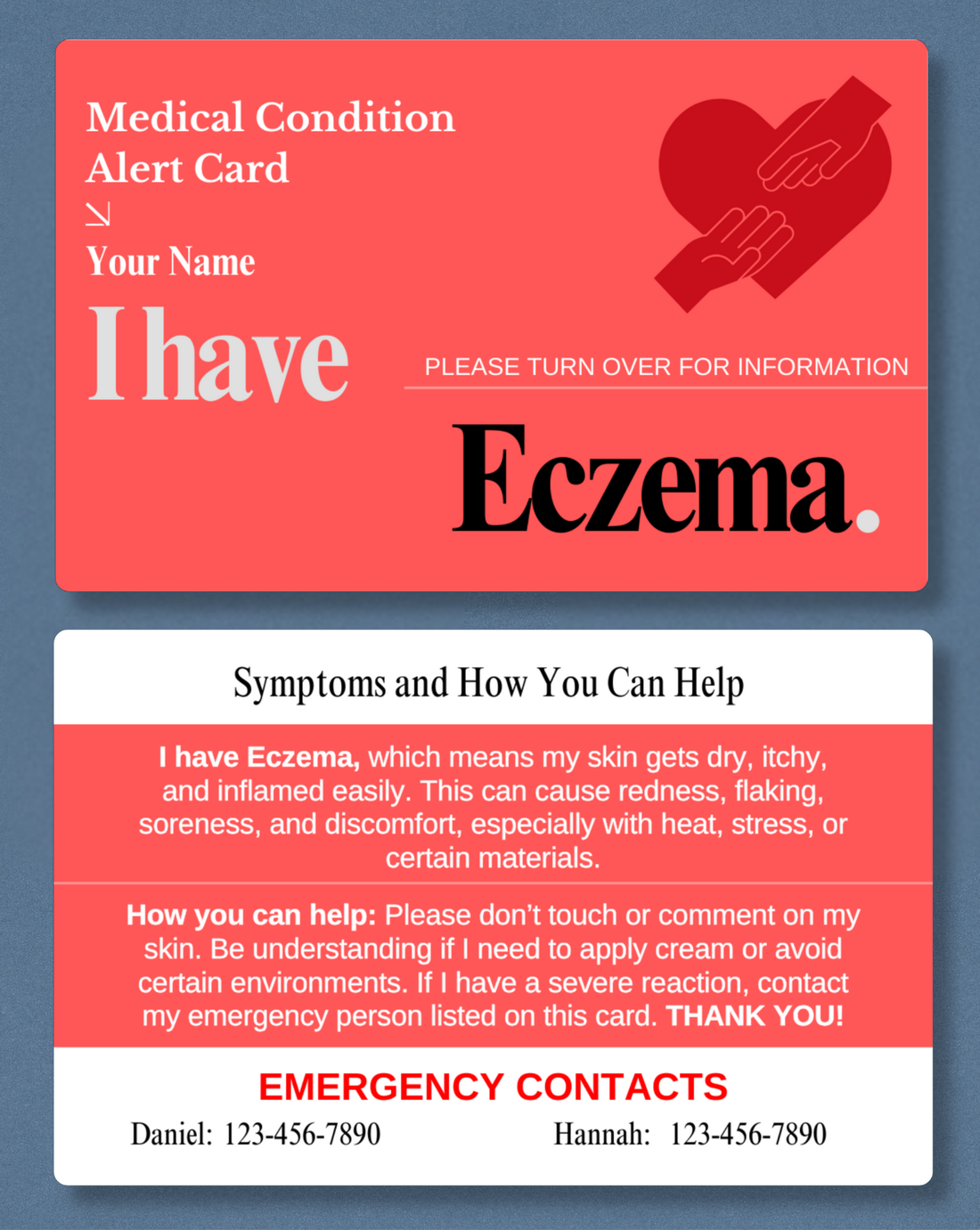 Eczema Medical Alert Card