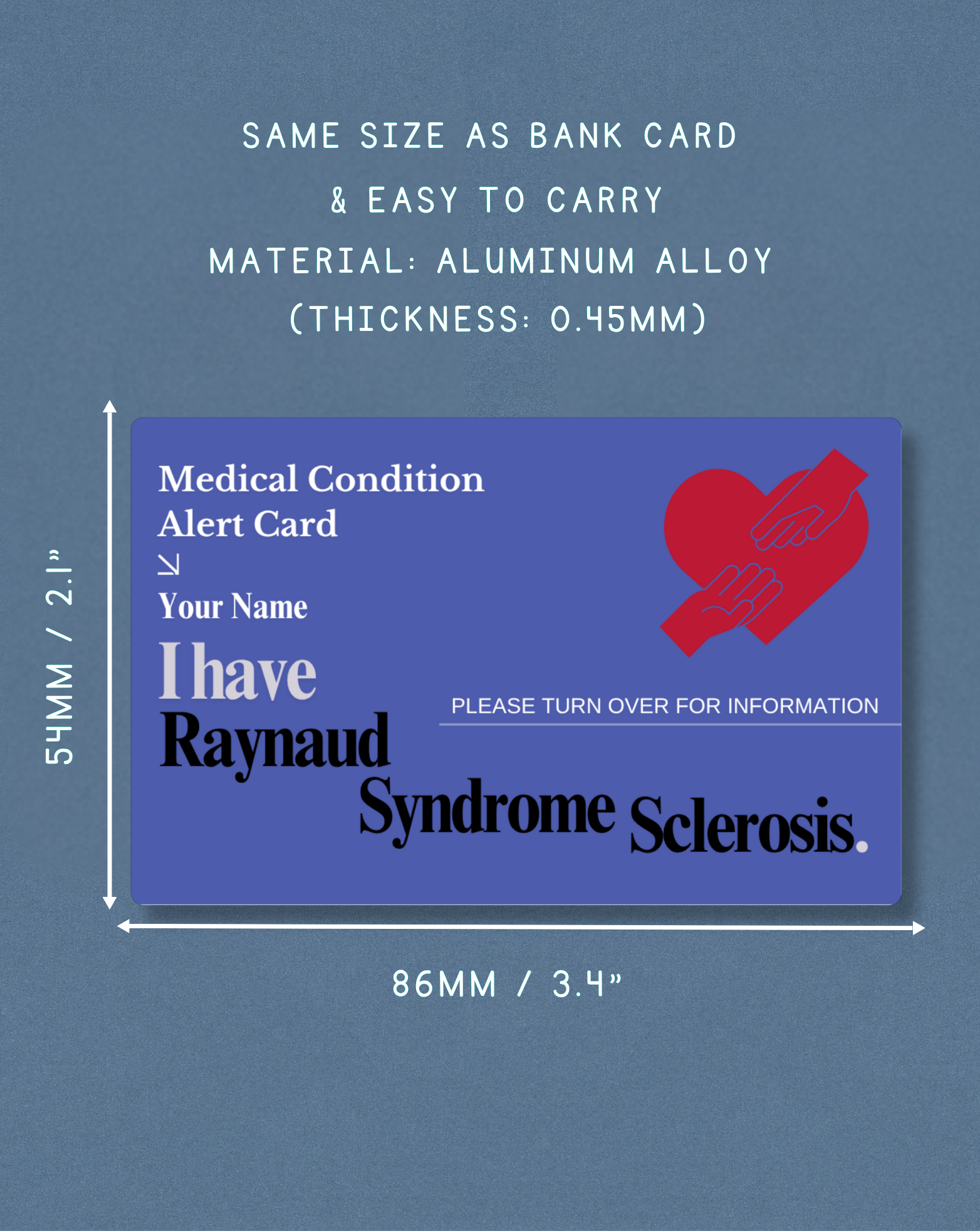 Raynaud Syndrome Sclerosis Medical Alert Card