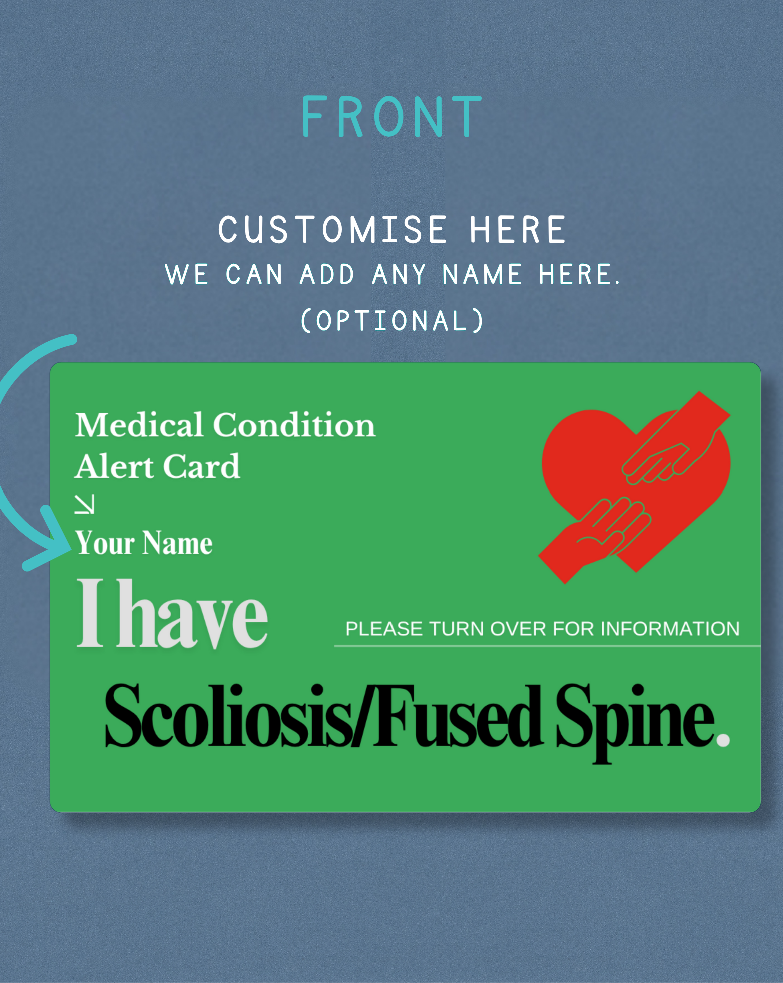 Scoliosis/Fused Spine Medical Alert Card