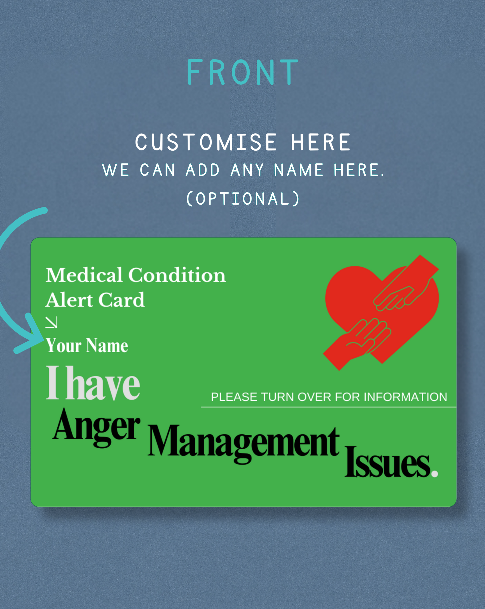 Anger Management Issues Medical Alert Card