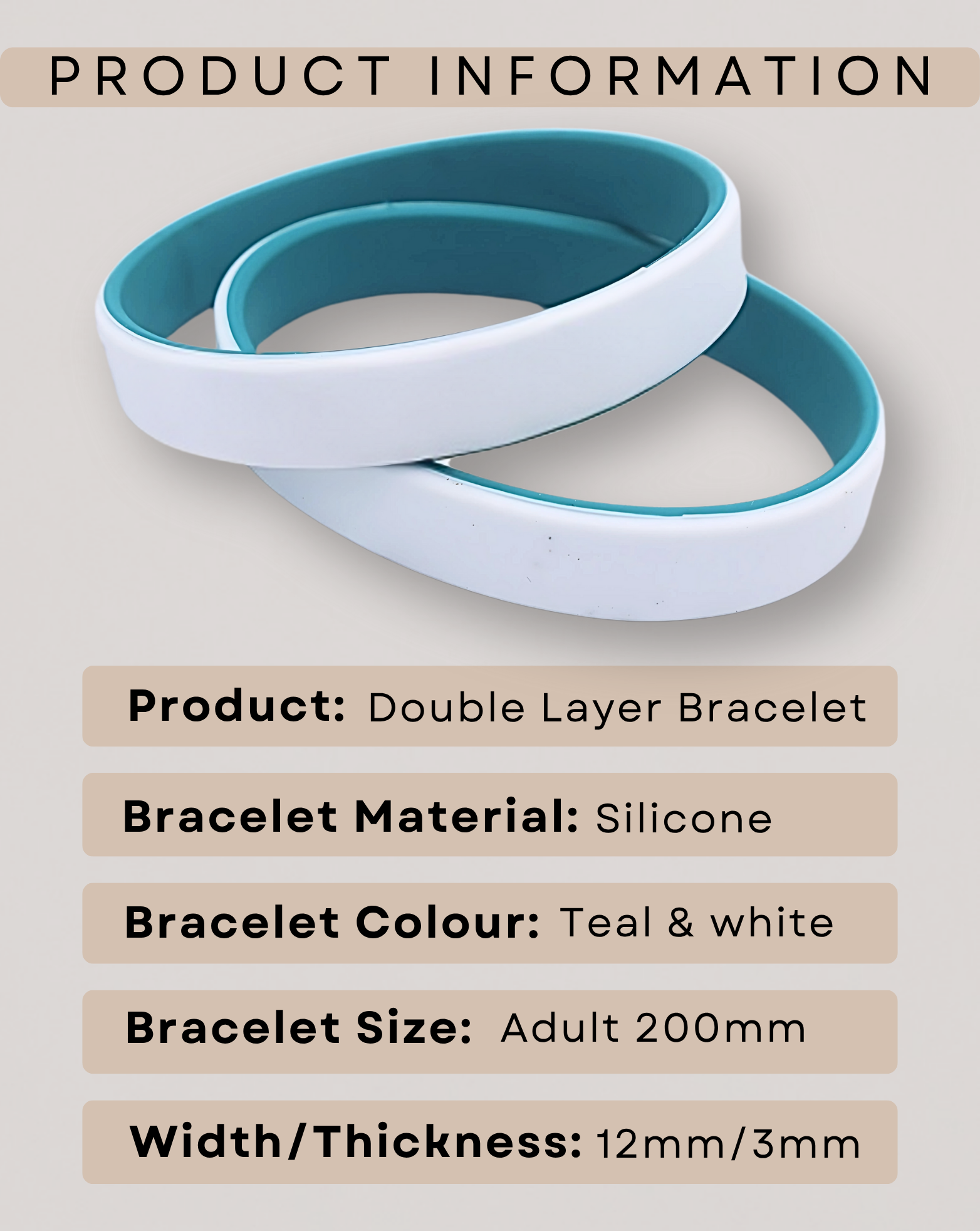 Personalised Medical Alert Bracelet (Teal)