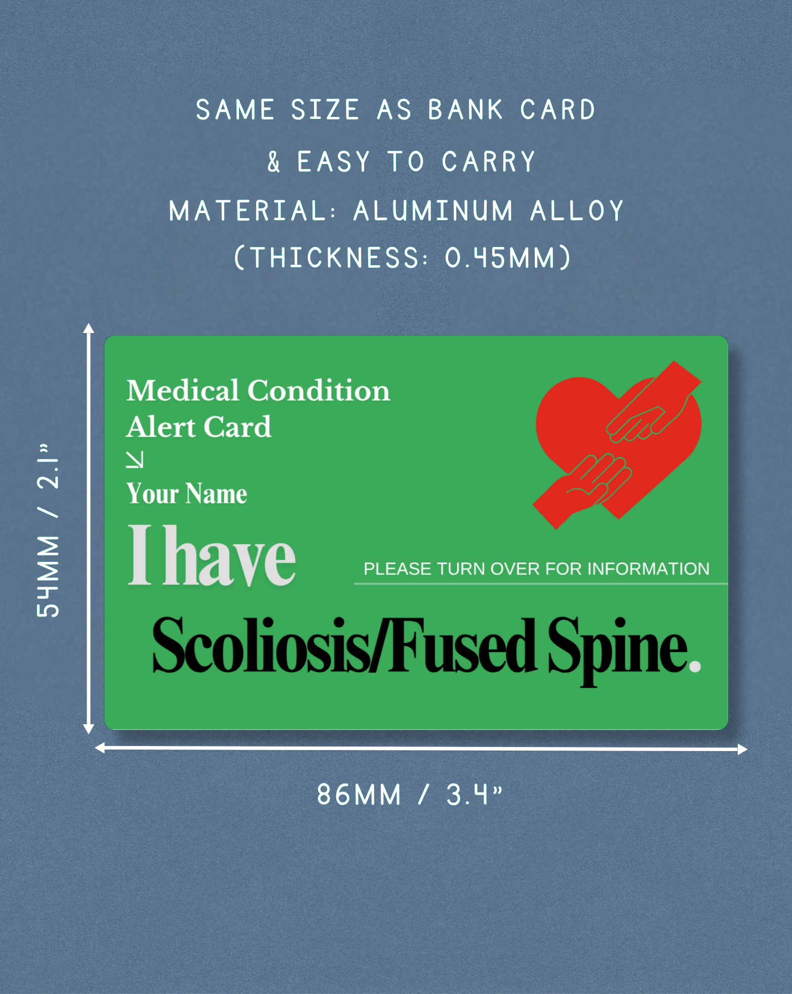 Scoliosis/Fused Spine Medical Alert Card