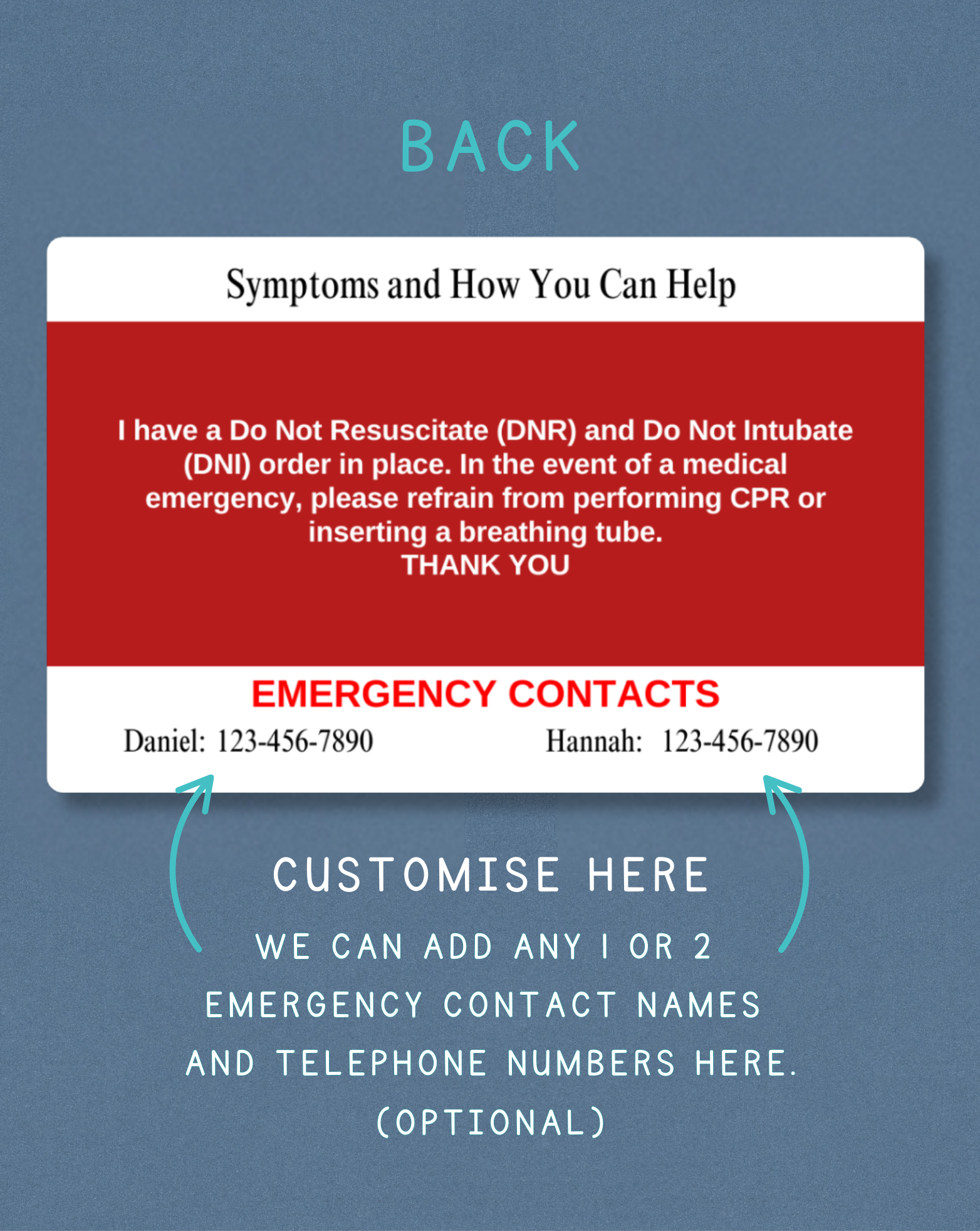 DNR/DNI Order Medical Alert Card
