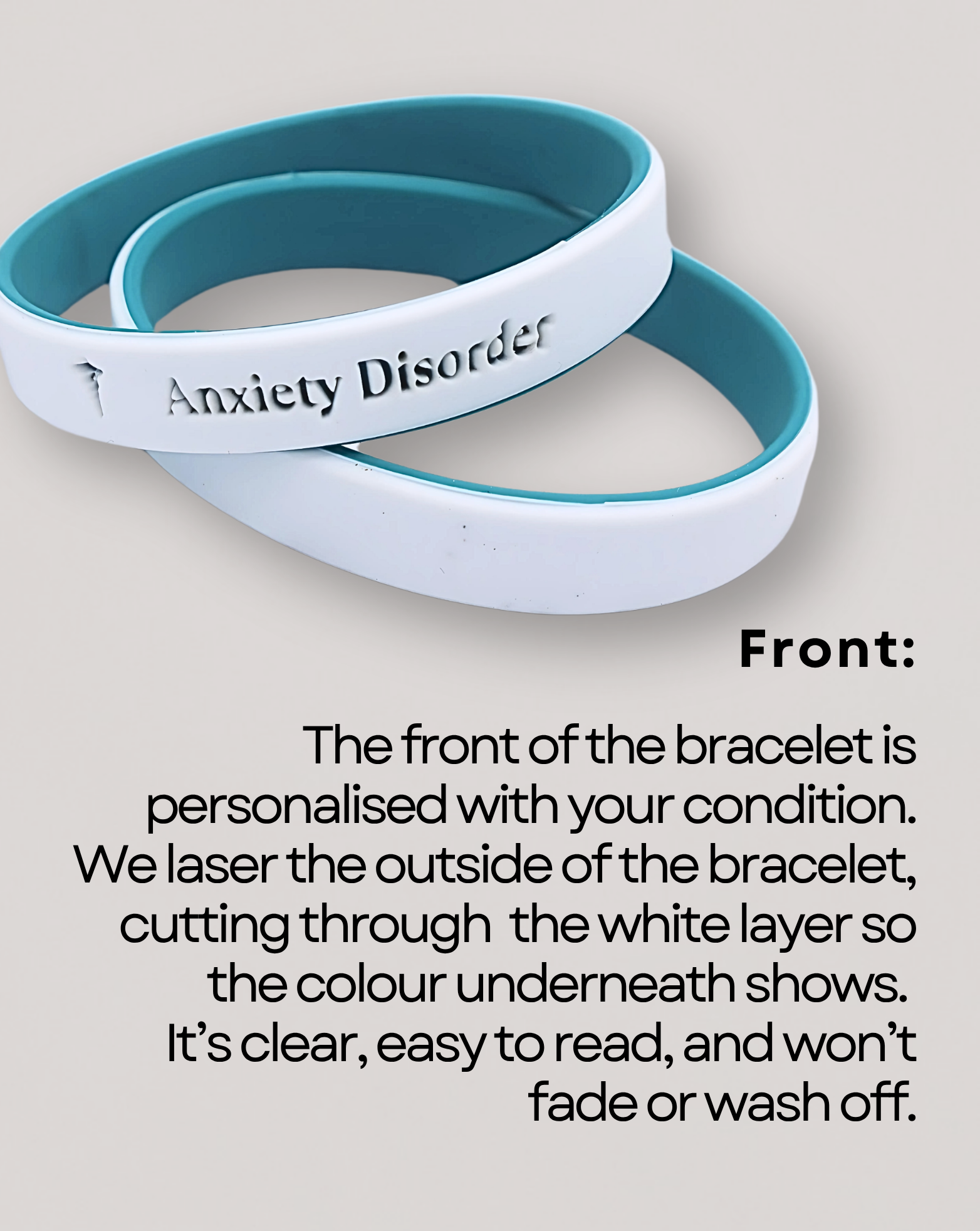 Personalised Medical Alert Bracelet (Teal)