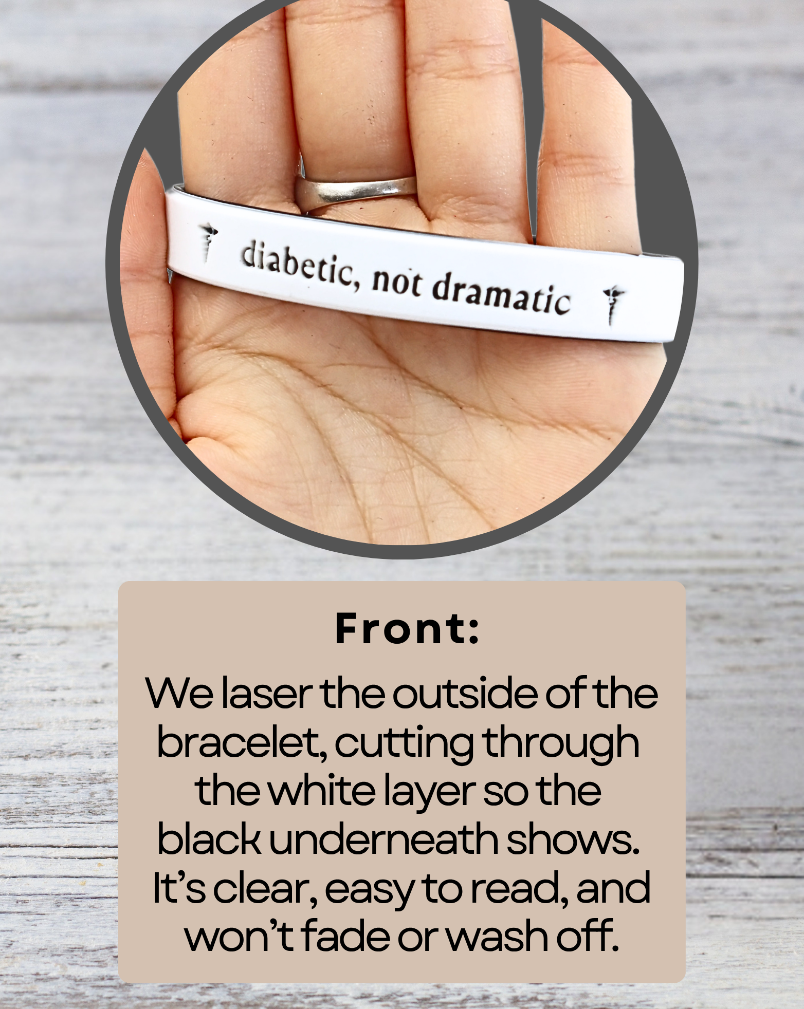 Diabetic, Not Dramatic - Funny Alert Bracelet